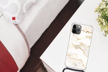 MuchoWow Handyhülle Marmor - Limette - Gold - Luxus - Marmoroptik - Weiß, Handyhülle Telefonhülle Apple iPhone 11 Pro Max