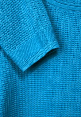 Cecil Rundhalspullover Cecil Basic Pullover mit Struktur in Club Blue (1-tlg) Nicht Vorhanden
