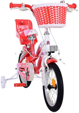 Volare Kinderfahrrad Kinderfahrrad Lovely für Mädchen 14 Zoll Kinderrad Rot Weiß Fahrrad