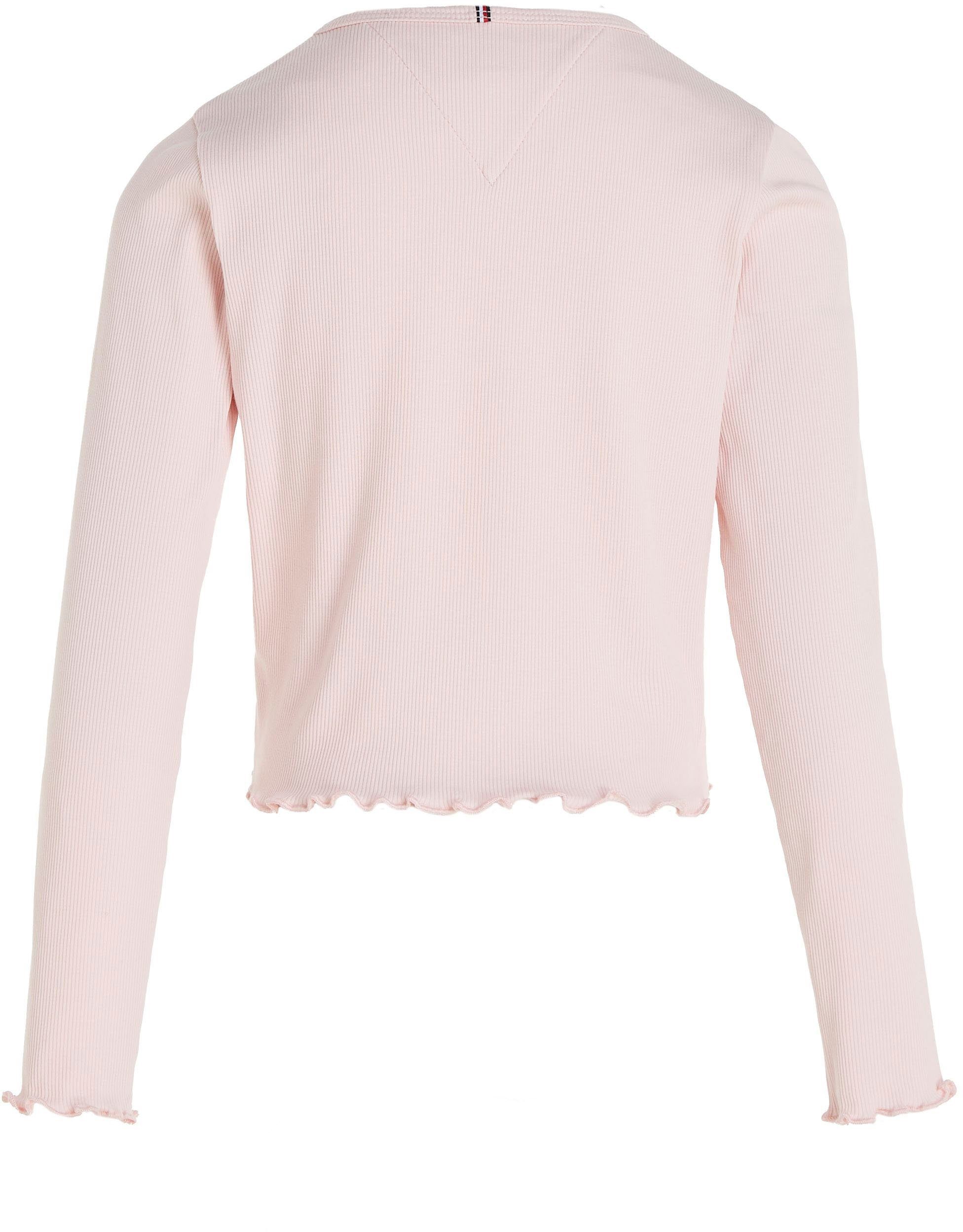 Tommy TOP Rippenstruktur RIB leichter L/S ESSENTIAL in Langarmshirt Hilfiger Whimsy_Pink