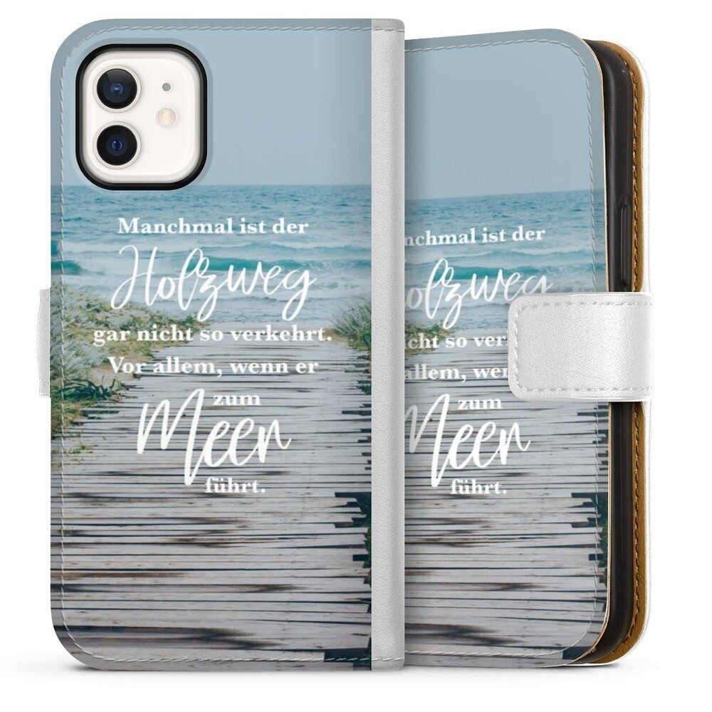 DeinDesign Handyhülle »Holzweg«, Hülle, Handy Flip Case, Wallet Cover