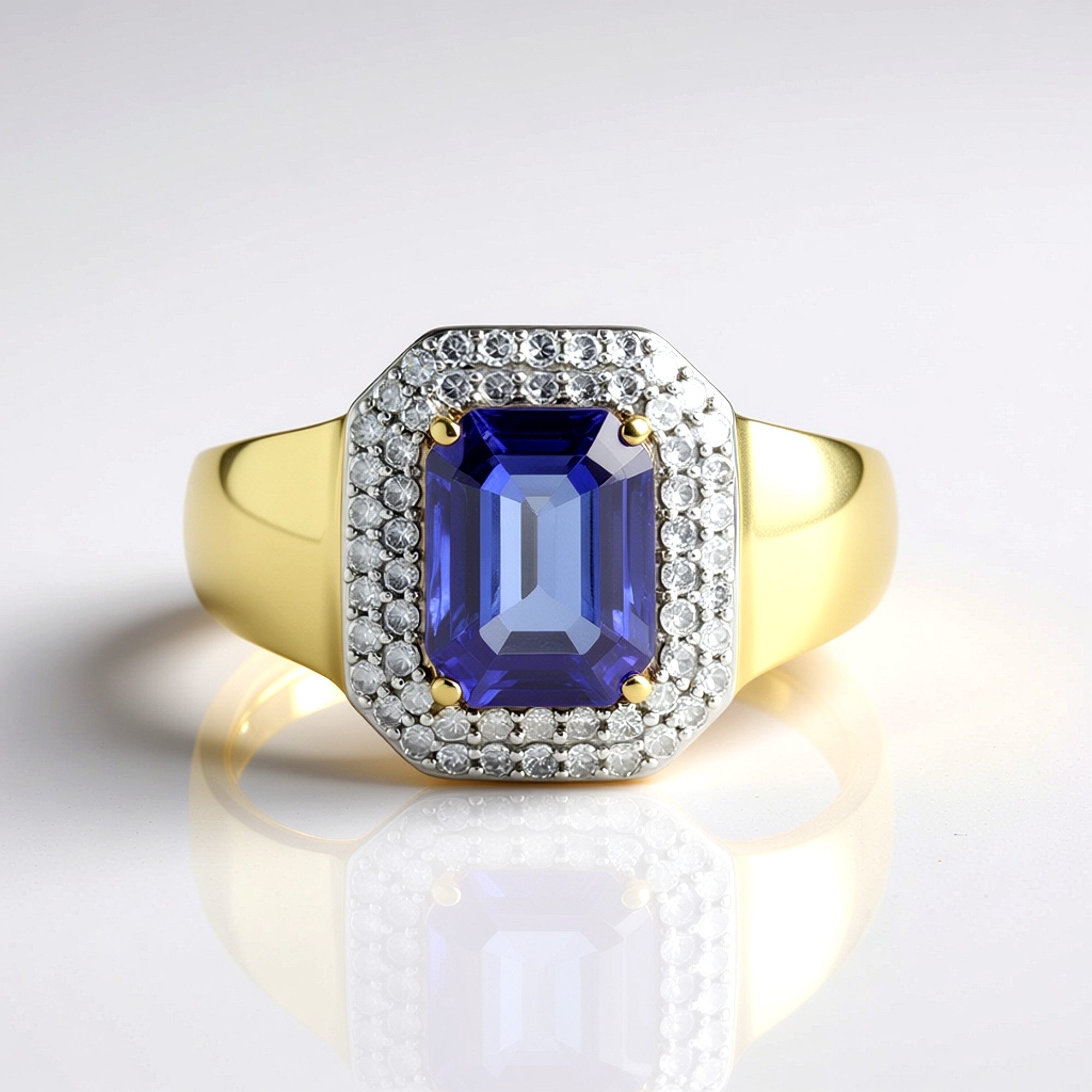 Cavill Diamantring Luxuriöser Tansanit Ring 1,575 ct Gelbgold 375 mit 58 Diamanten (1-tlg)