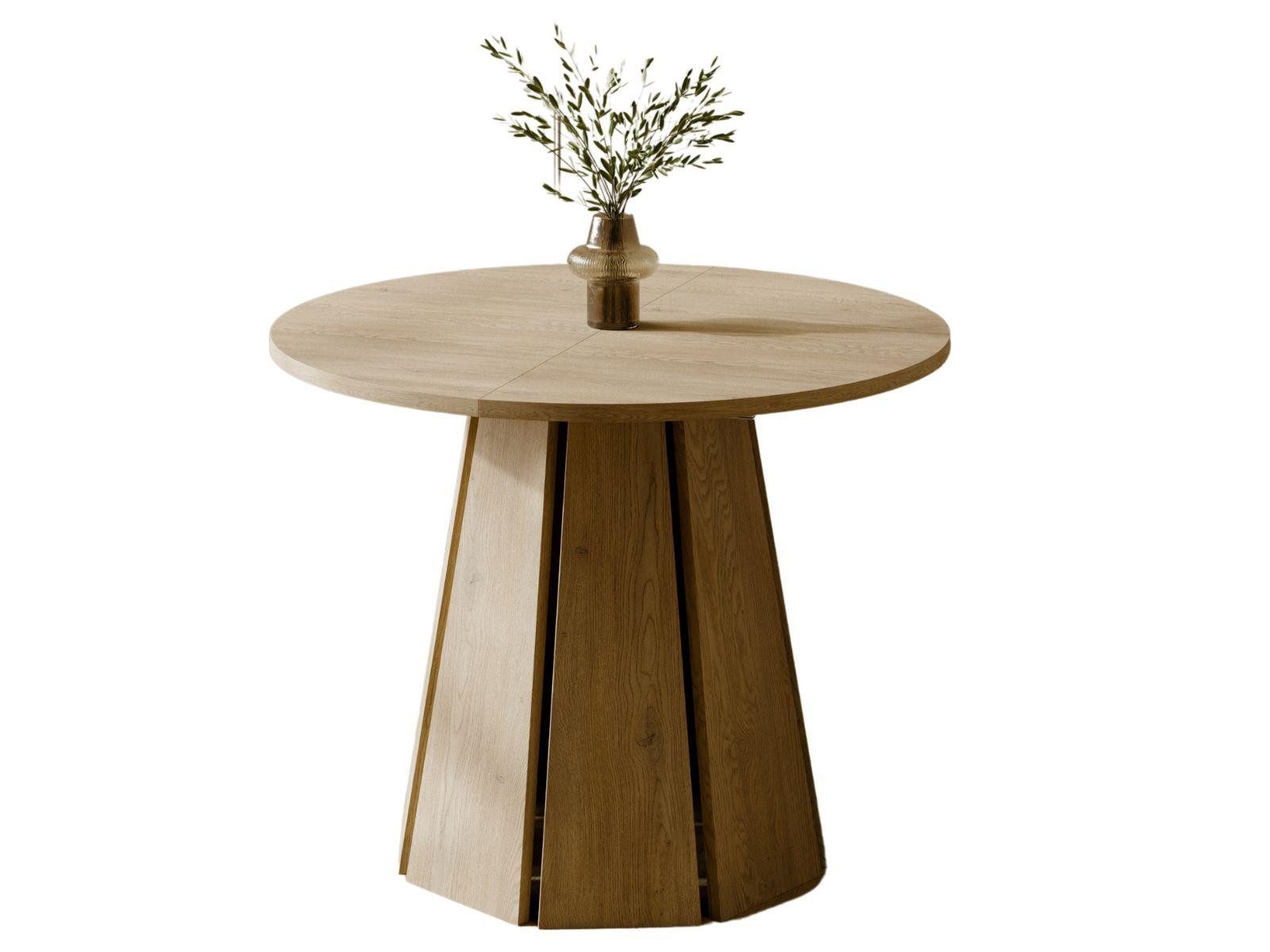 Compleo Esstisch ausziehbar 100-180, Japandi Design (Rund, Oval), Nussbaum, Eiche cremona oder Kaschmir MORI