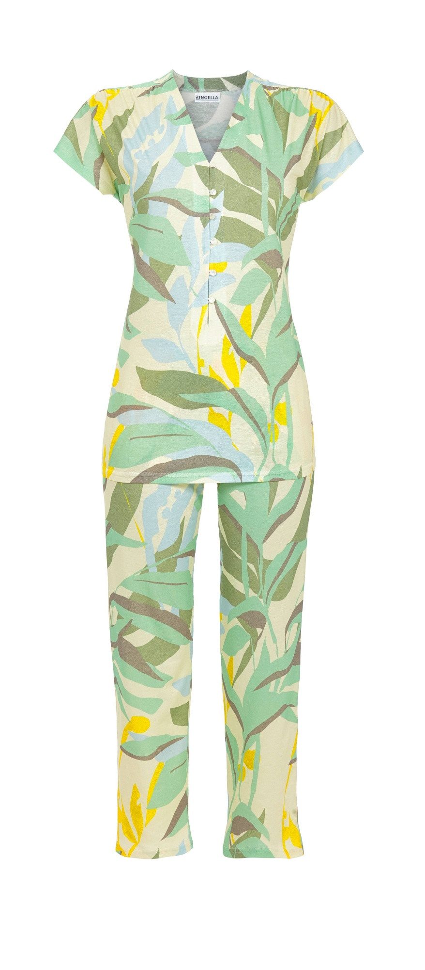 Ringella Pyjama Kurzarm Schlafanzug mit 7/8 Hose (2 tlg) Farbbrillante Baumwoll-Modalmischung