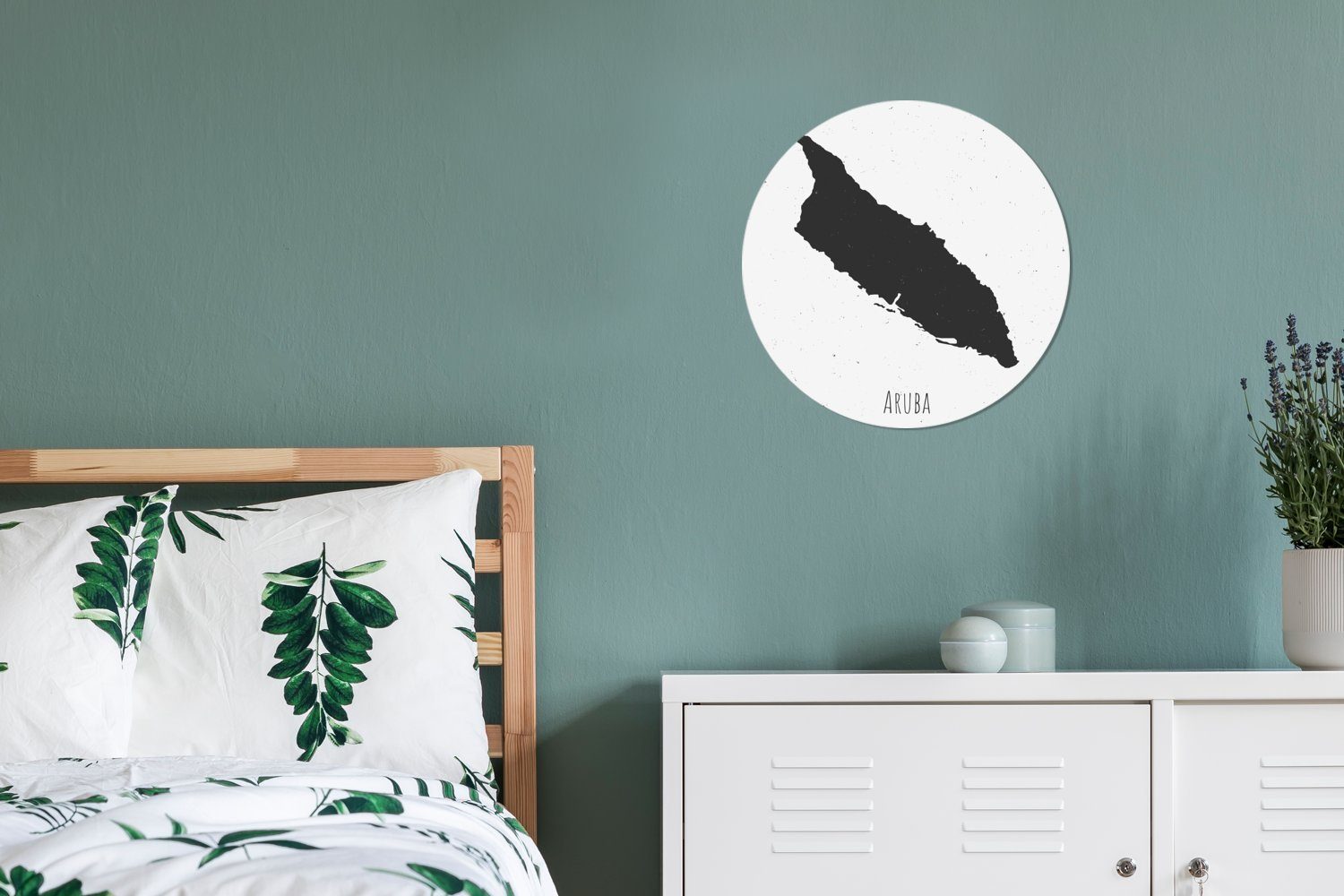 staubigen St), für Kinderzimmer, Wandsticker Schwarz Tapetenkreis von Aruba Hintergrund in Illustration (1 MuchoWow einem Tapetenaufkleber, Wohnzimmer auf Eine Rund,