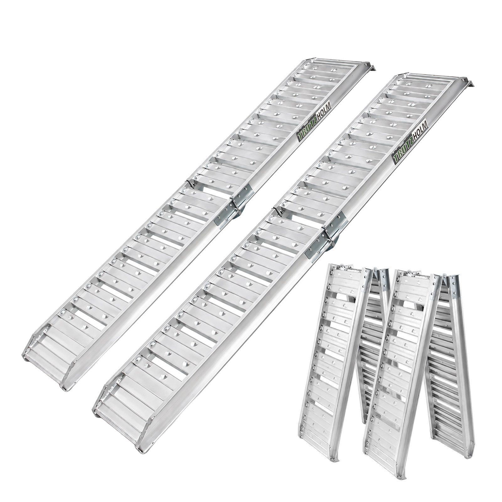 TRUTZHOLM Auffahrrampe 2x Rampe klappbar 180 cm Traglast 400kg Alu grau geriffelt/gelocht (2-St), Robuste Konstruktion, hohe Traglast