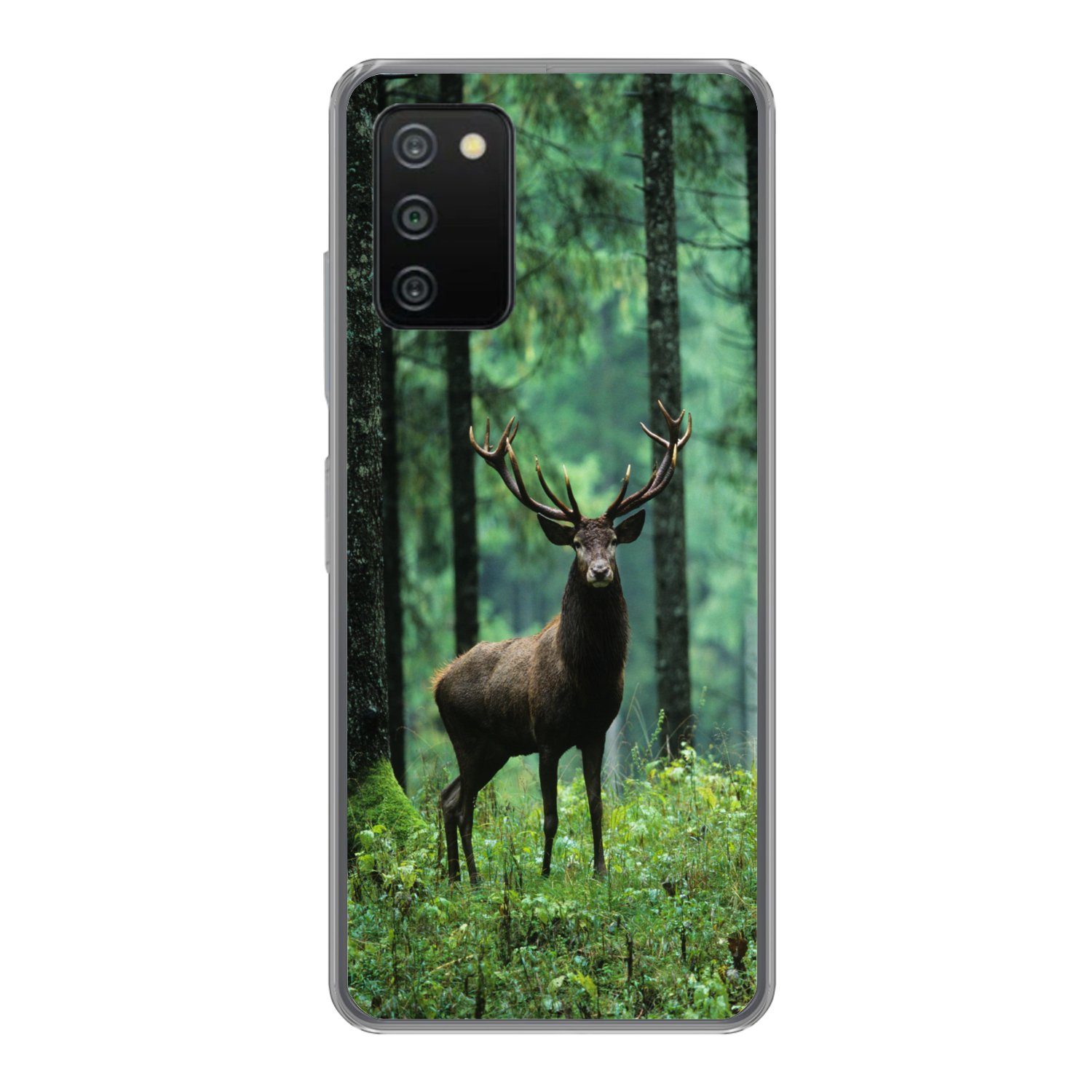 MuchoWow Handyhülle für Samsung Galaxy A03s Hirsche - Wald - Bäume - Tiere - Natur, Smartphone-Bumper, Print, Handy Schutzhülle Dünn