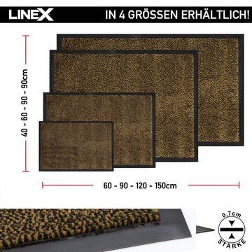 Fußmatte rutschfest Schutzfangmatte, waschbar Eingangsmatte, Linex, Höhe: 7 mm, Indoor - Outdoor geeignet