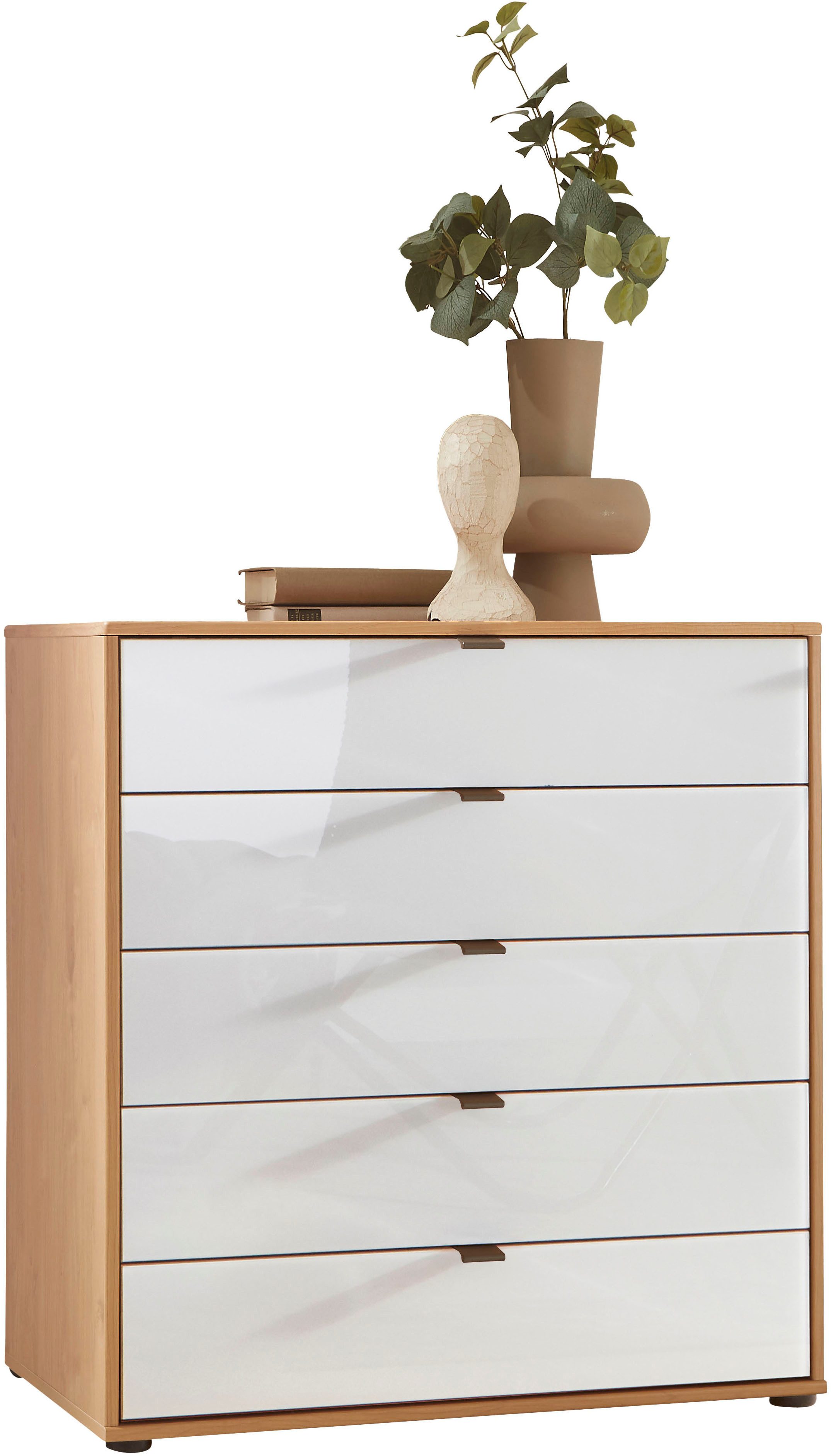 WIEMANN Schubkastenkommode Cardiff Sideboard, Wäscheschrank, teilmassiv Erle, mit Schubladen (Glas- oder Massivholzfront, verschiedene Breiten, MADE IN GERMANY), Schubkästen inklusive Selbsteinzug und Dämpfung
