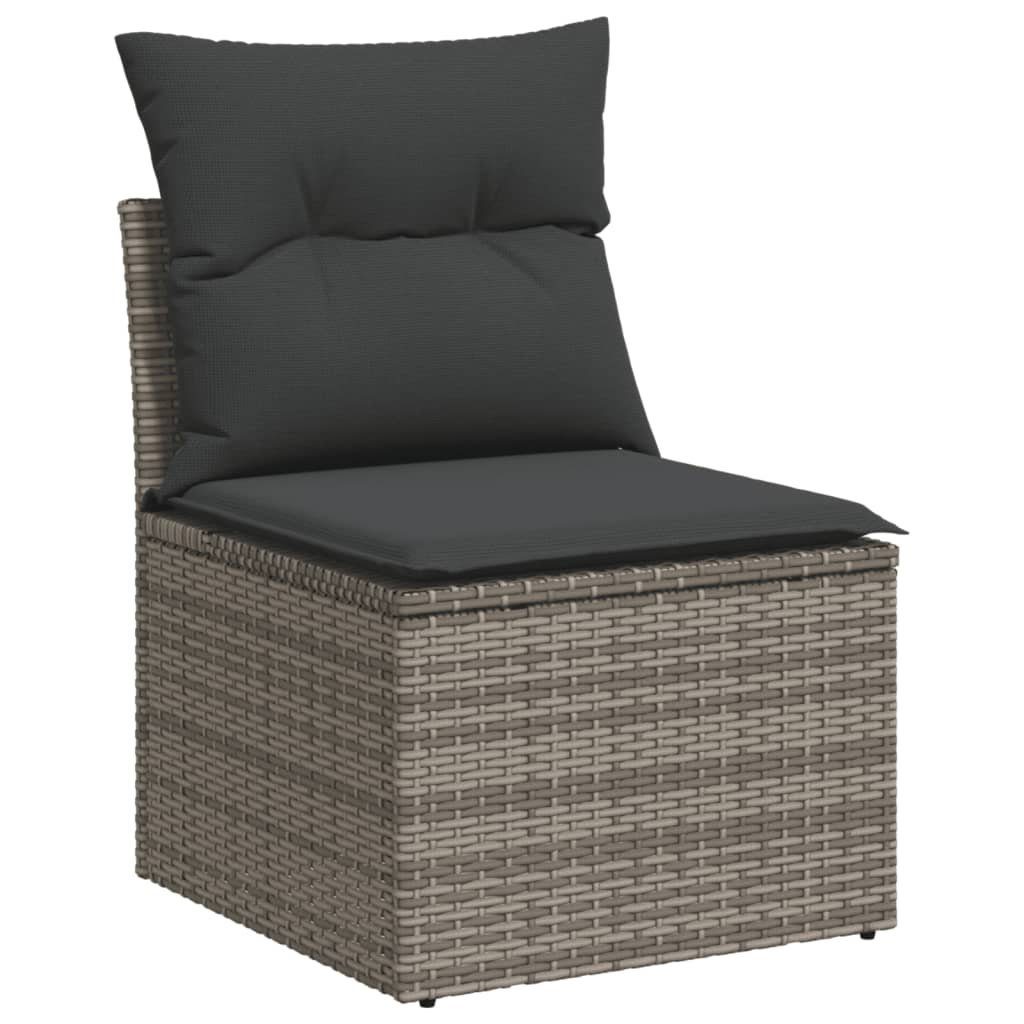 vidaXL Loungesofa Gartensofa ohne Armlehnen mit Kissen Grau Poly Rattan