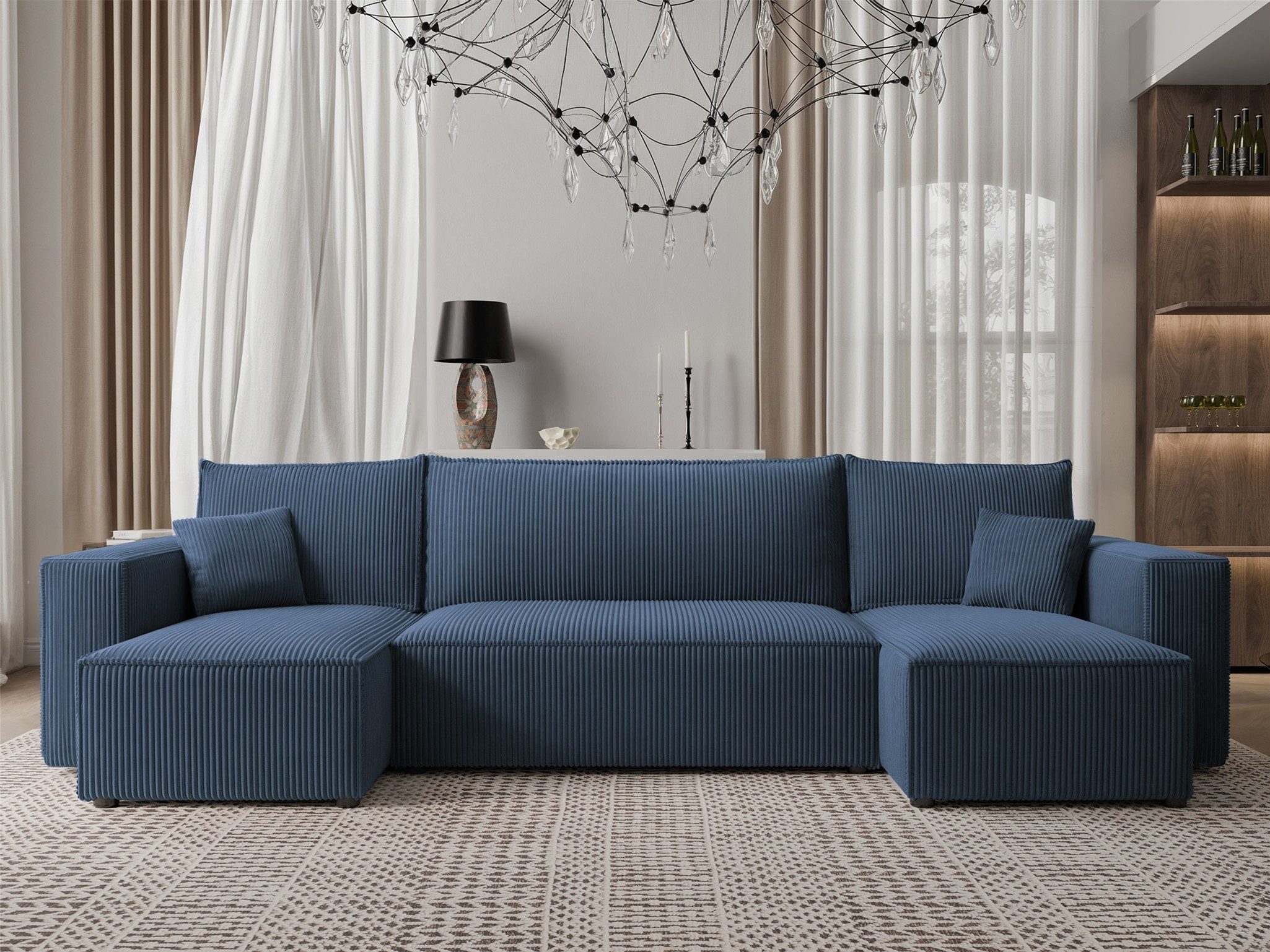 Wohnlandschaft Sofa mit Schlaffunktion ADARA in Stoff