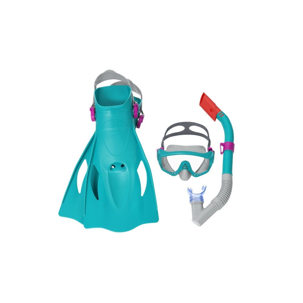 BESTWAY Tauchset Schnorchelset Tauchausrüstung Wassersportset, Gehärtetes Glas, UV-Schutz, verstellbares Band