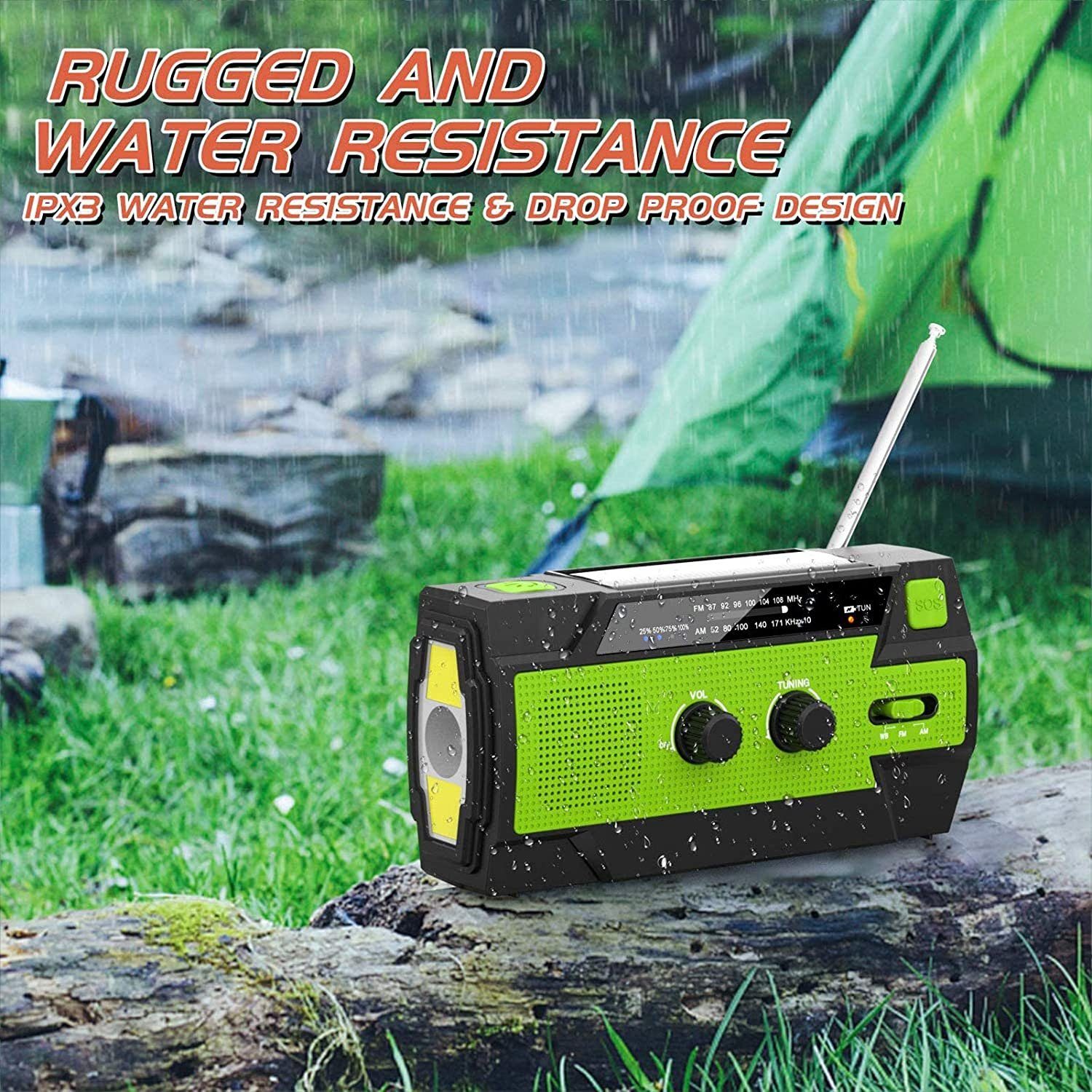 Mit Kurbelradio Batterie (DAB) Taschenlampe Solar USB (Digitalradio für Camping Radio,AM/FM 4 und Notfallradio LED Blau Tragbar (DAB), autolock SOS-Alarm Notfall) 4000mAh Digitalradio Modi für