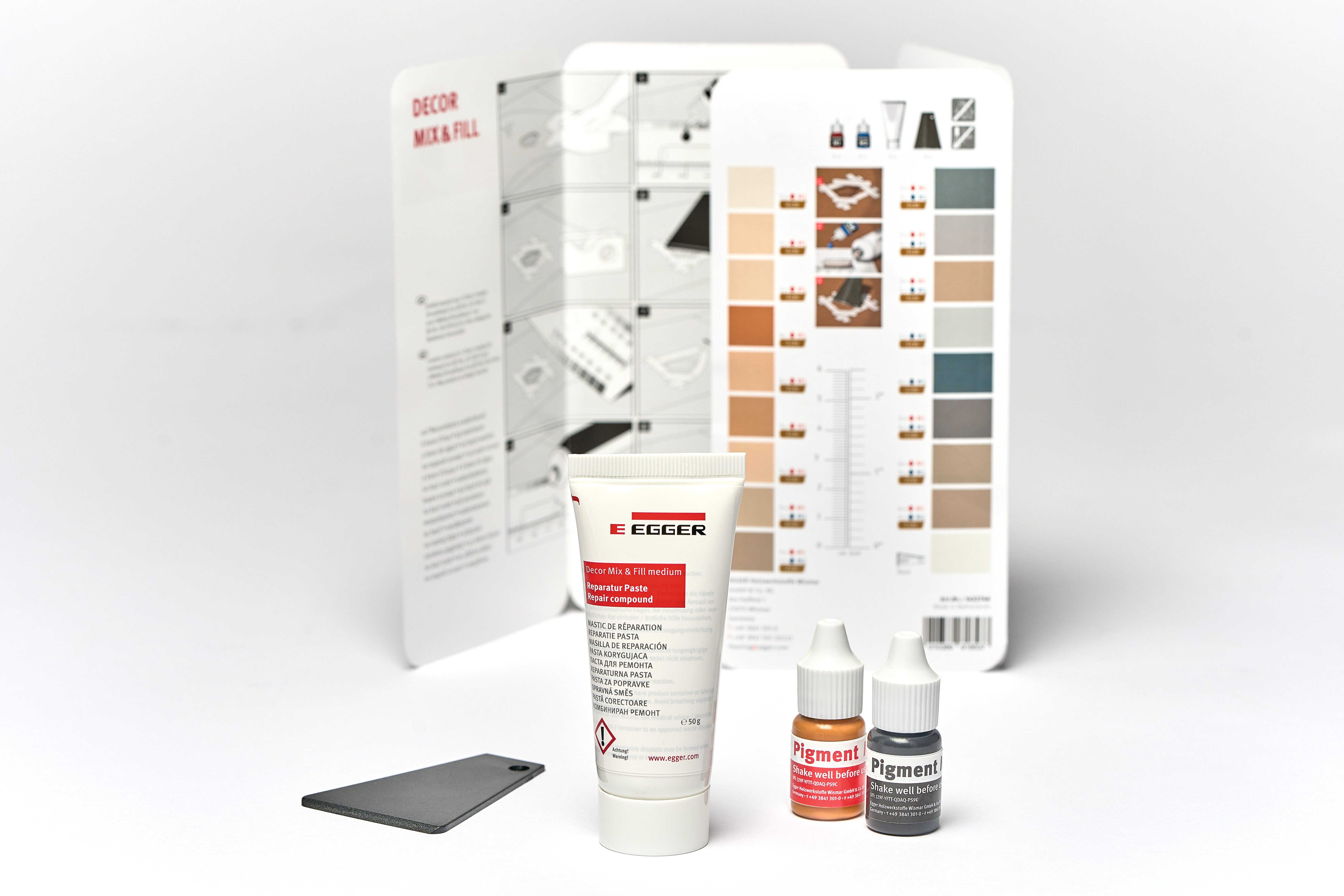 EGGER Laminat-Reparaturset Decor Mix und Fill medium, 1-St., Laminat Reparieren mit Auffüllpaste Spachtelmasse im Set