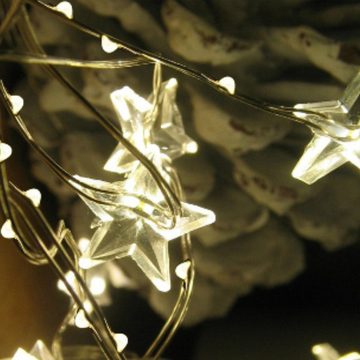 MARELIDA LED-Lichterkette Schweif Lichtbündel Sterne Perlen 1,85m 10 Stränge für Innen, 200-flammig