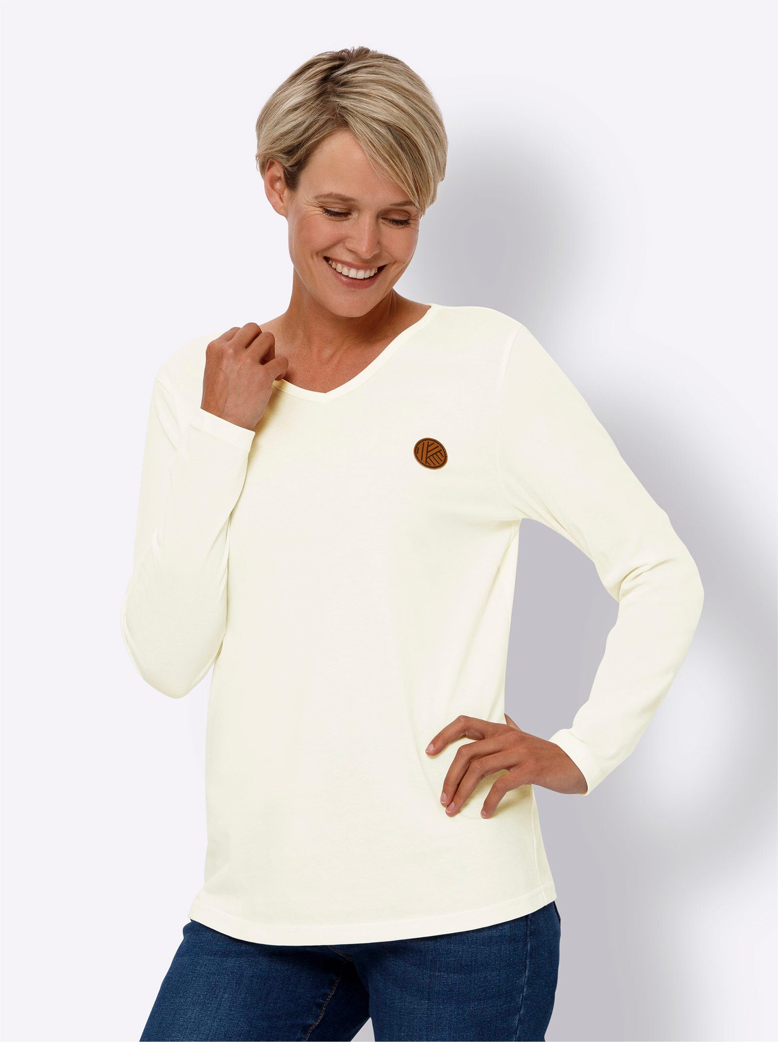 Classic Basics V-Shirt "Langarm-Shirt" 1 Stk. tlg. günstig online kaufen