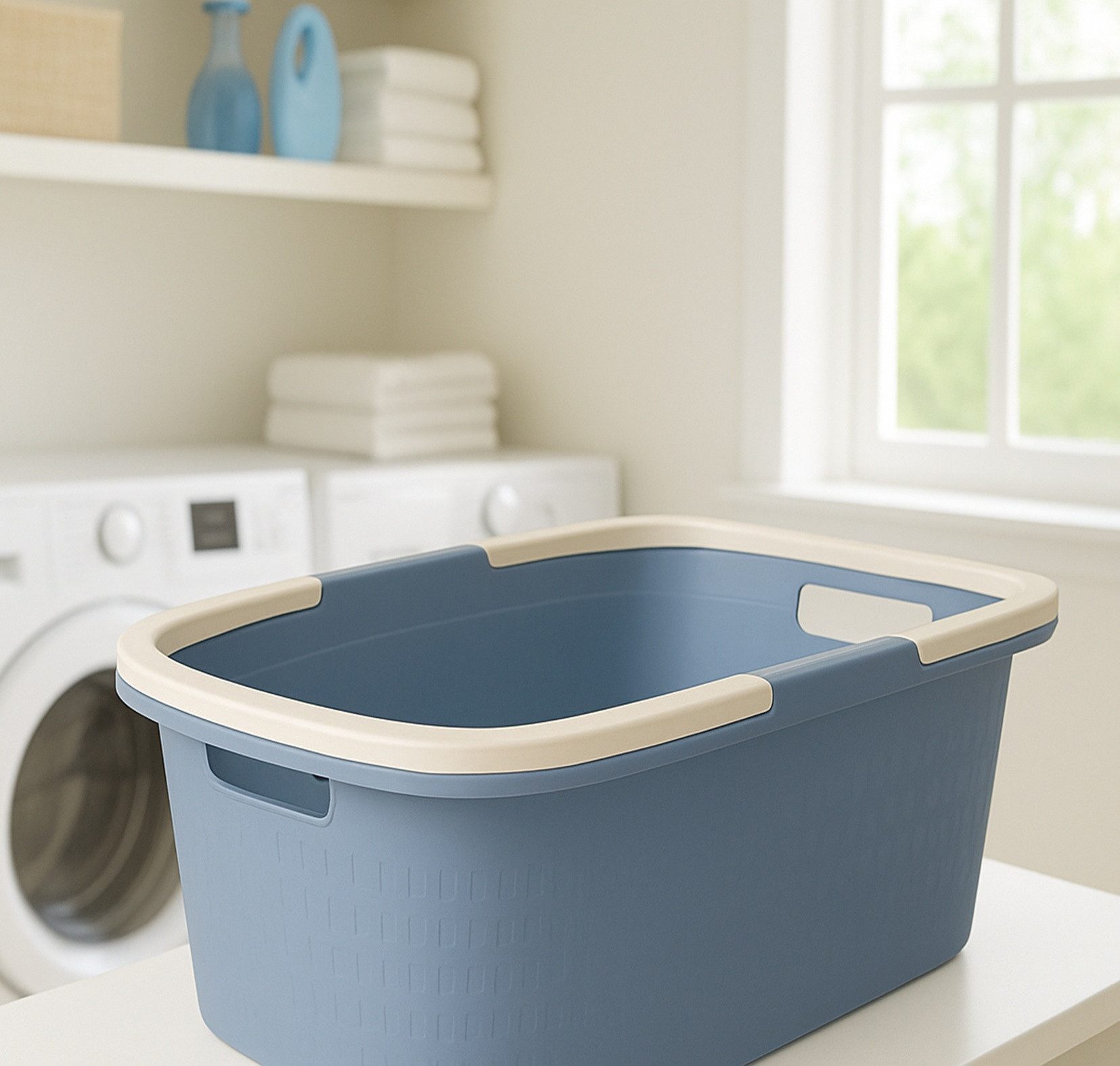 Ebaxx Wäschekorb 32 Liter Henkel Wäschewanne Bügel Wäsche Plastik Griffen Kunststoff