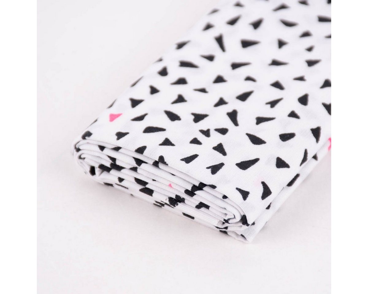 Thumbnail - Rico Design Stoff Rico Design Baumwollstoff Dreiecke weiß schwarz neonpink 50x140cm