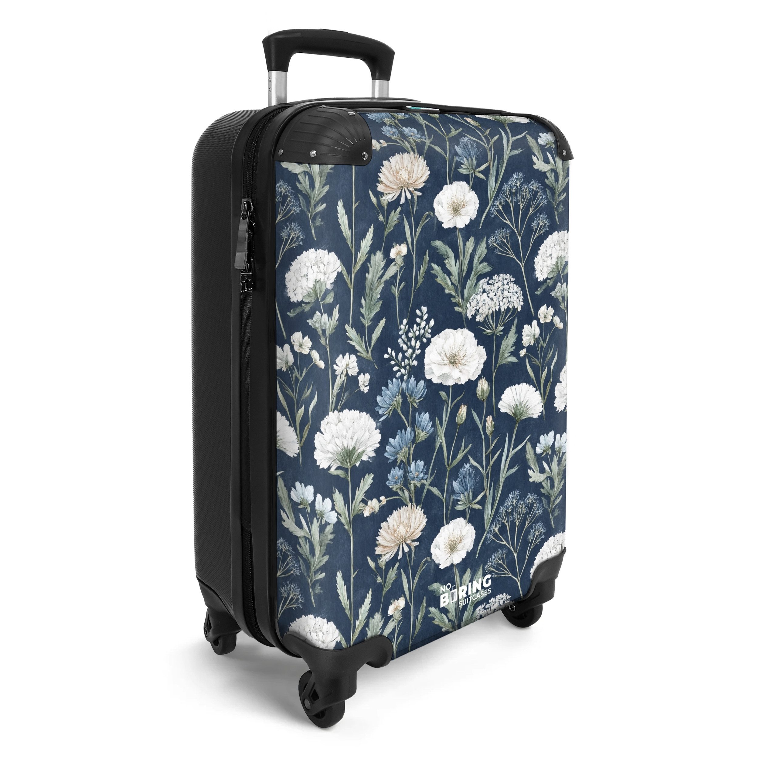 NoBoringSuitcases.com© Hartschalen-Trolley Blumenmuster blau 55x35x20cm, 4 günstig online kaufen