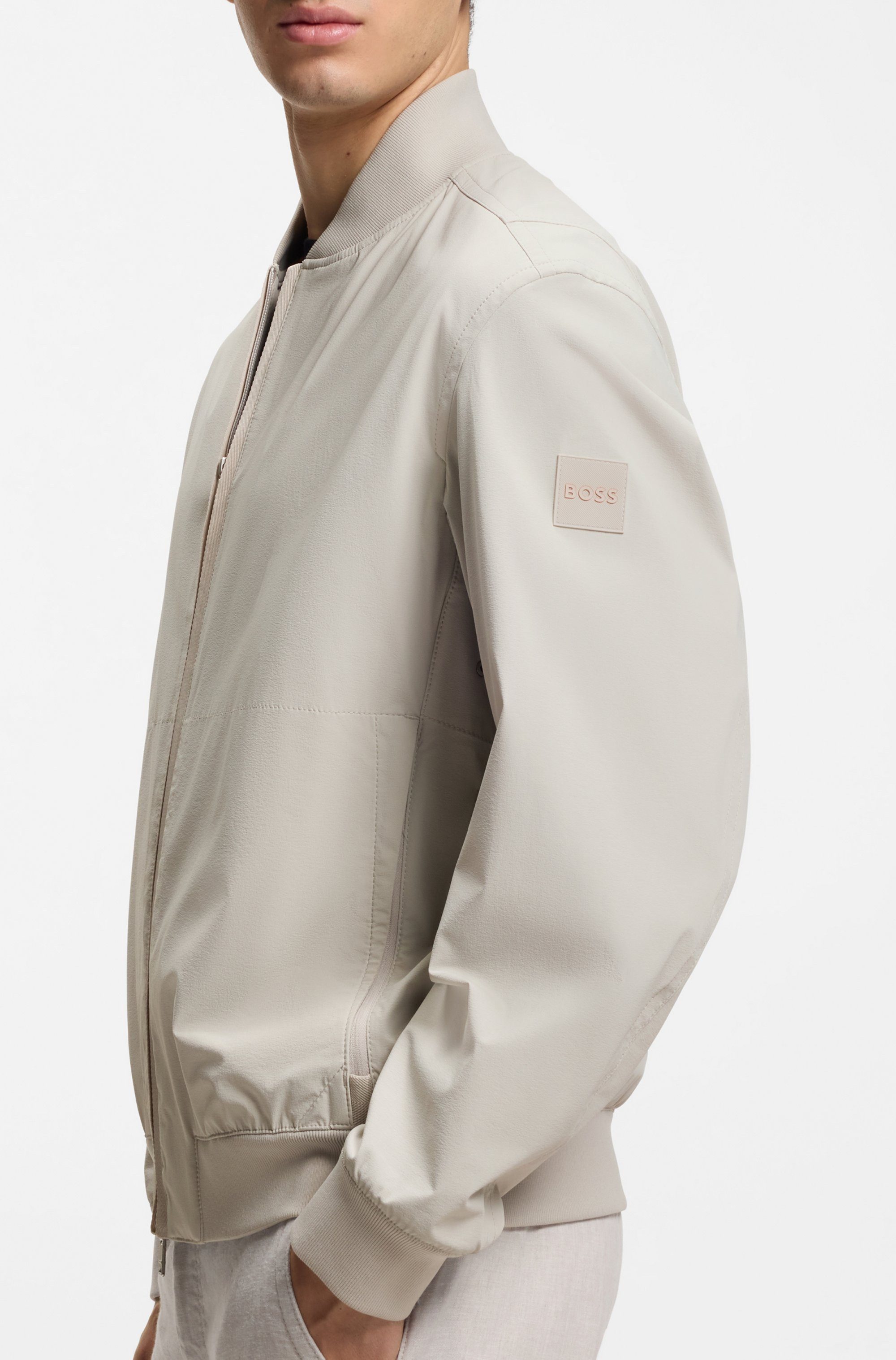 BOSS ORANGE Blouson Osruf Rippbündchen, Regular Fit, 2-wege-Reißverschluss