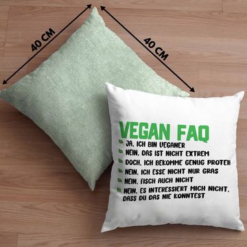 Trendation Dekokissen Trendation - Veganer Kissen Geschenk FAQ Vegan Geschenkidee Lustiger Spruch Vegane Lebensweise Dekokissen mit Füllung 40x40