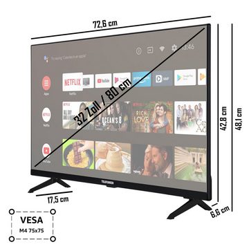 Telefunken XH32AN660S LCD-LED Fernseher (80 cm/32 Zoll, HD-ready, Android TV, HDR, Triple-Tuner, Google Play Store, Google Assistant, Bluetooth)