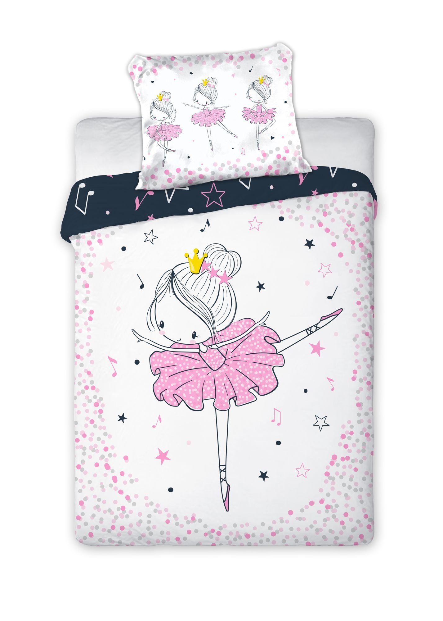 Faro Babybettwäsche Baby Bettwäsche Set mit Ballerina 2 tlg. 100x135 cm 100% Baumwolle, 1 teilig, Langlebig