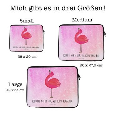 Mr. & Mrs. Panda Laptop-Hülle Flamingo stolz - Aquarell Pink - Geschenk, Tasche, Selbstliebe, Noteb