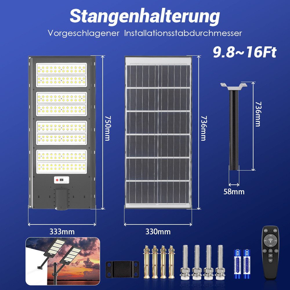 GLIESE LED Außen-Wandleuchte Solar mit Daemmerungssensor Bewegungserkennung, für Parkplatz Hof, LED fest integriert, Tageslichtweiß