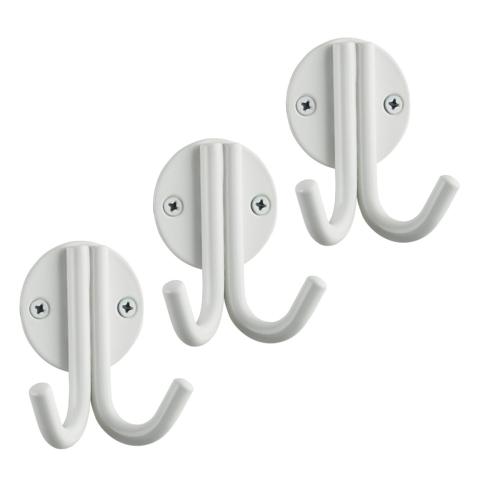 SO-TECH® Kleiderhaken Garderobenhaken ELEN 65 x 78 x 33 mm doppelt mit Schrauben, (3-St), Stahl Weiß