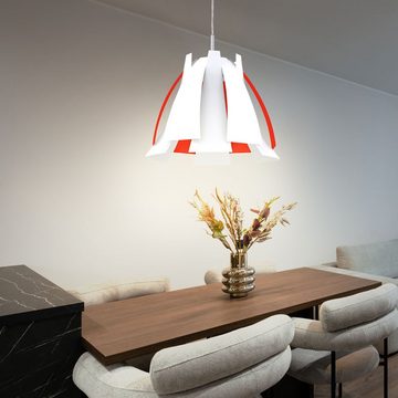 etc-shop LED Pendelleuchte, Leuchtmittel inklusive, Warmweiß, Hängelampe Hängeleuchte Pendellampe Metall weiß orange LED 110cm