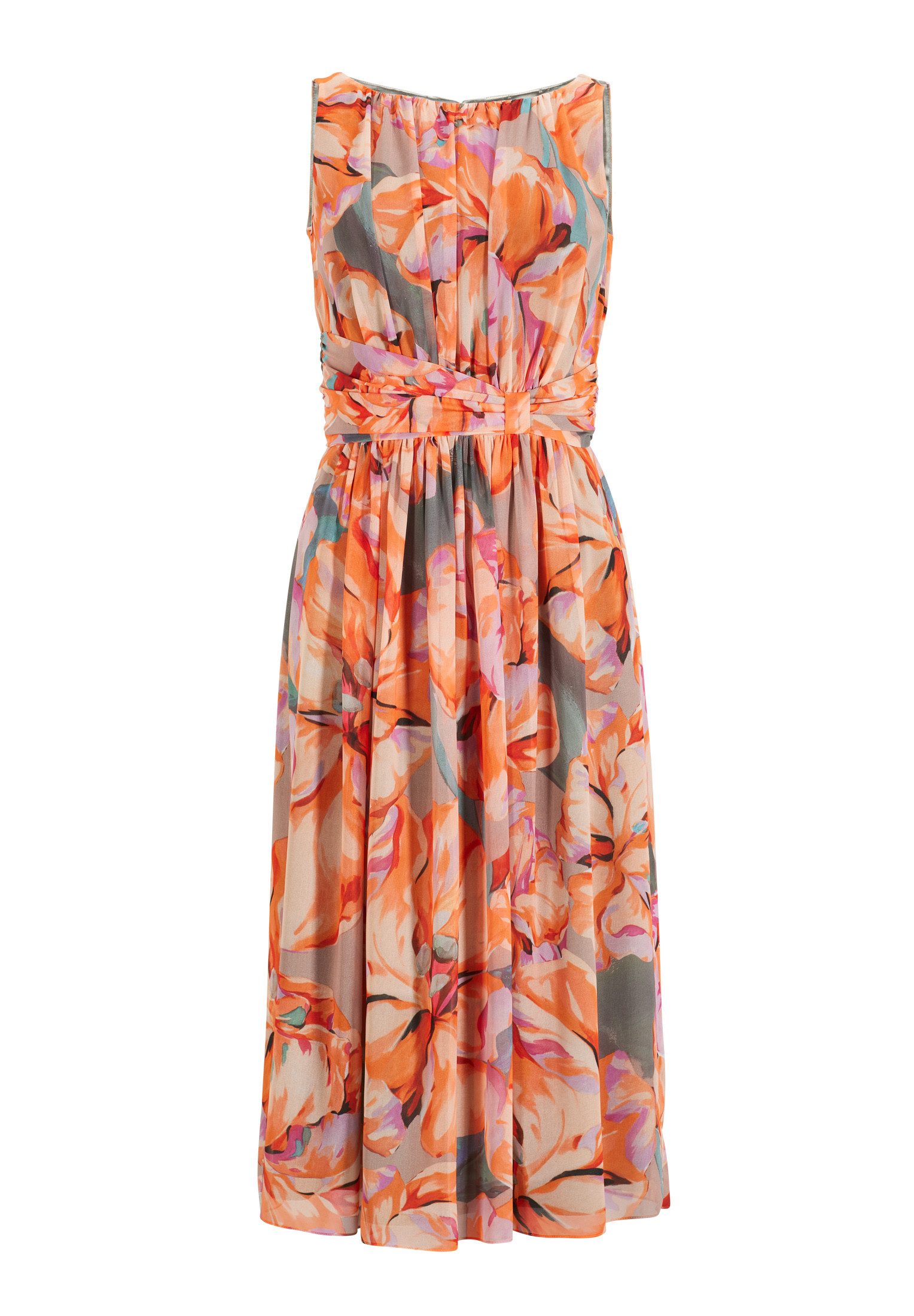 SWING Chiffonkleid - Cocktailkleid aus Chiffon mit Blumendruck - Kleid ärmellos