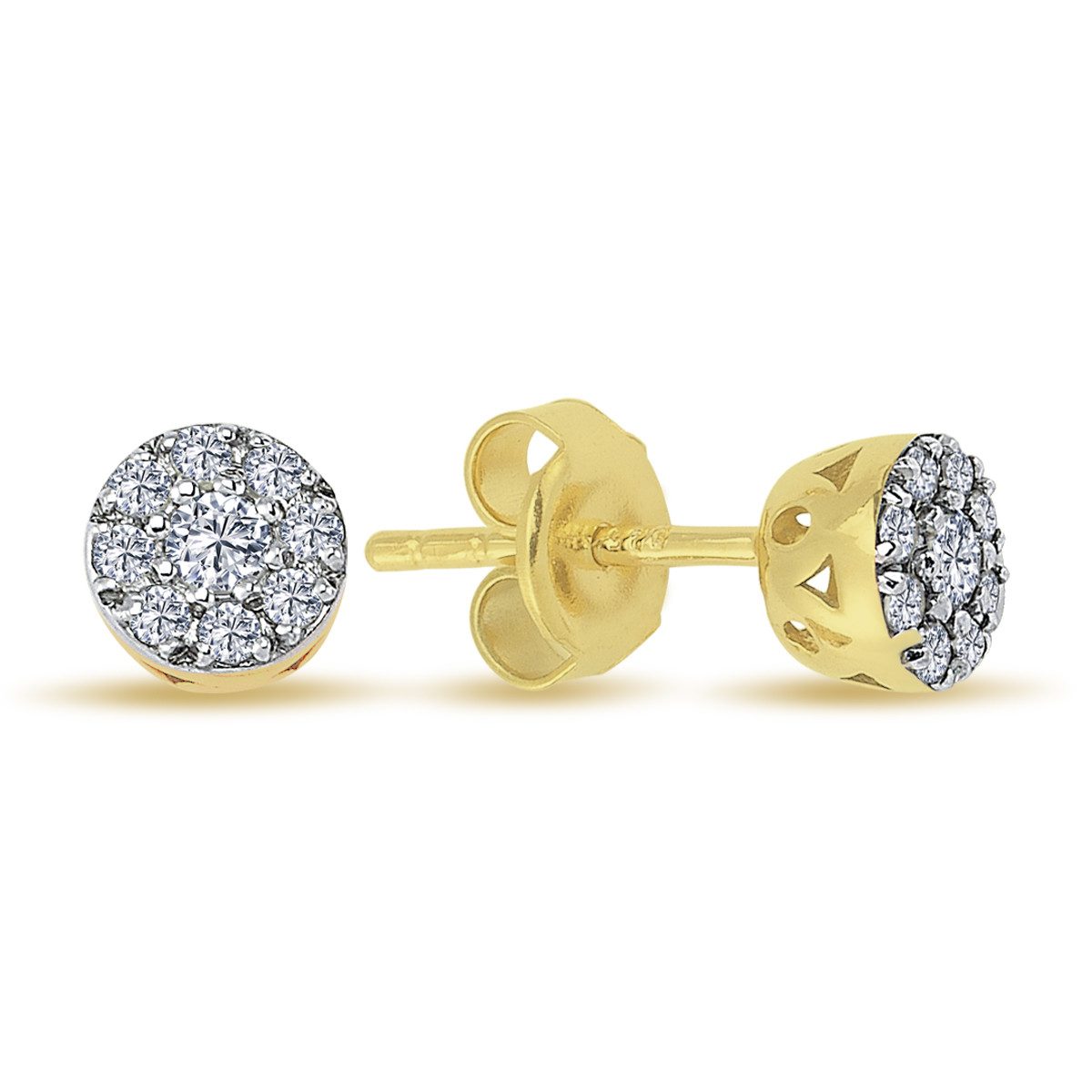 EinStein Diamant Ohrring-Set Diamanten Brillant Schliff Ohrstecker 14 Karat 585'er Gelbgold, Diamanten Brillant Schliff Ohrstecker Gelbgold