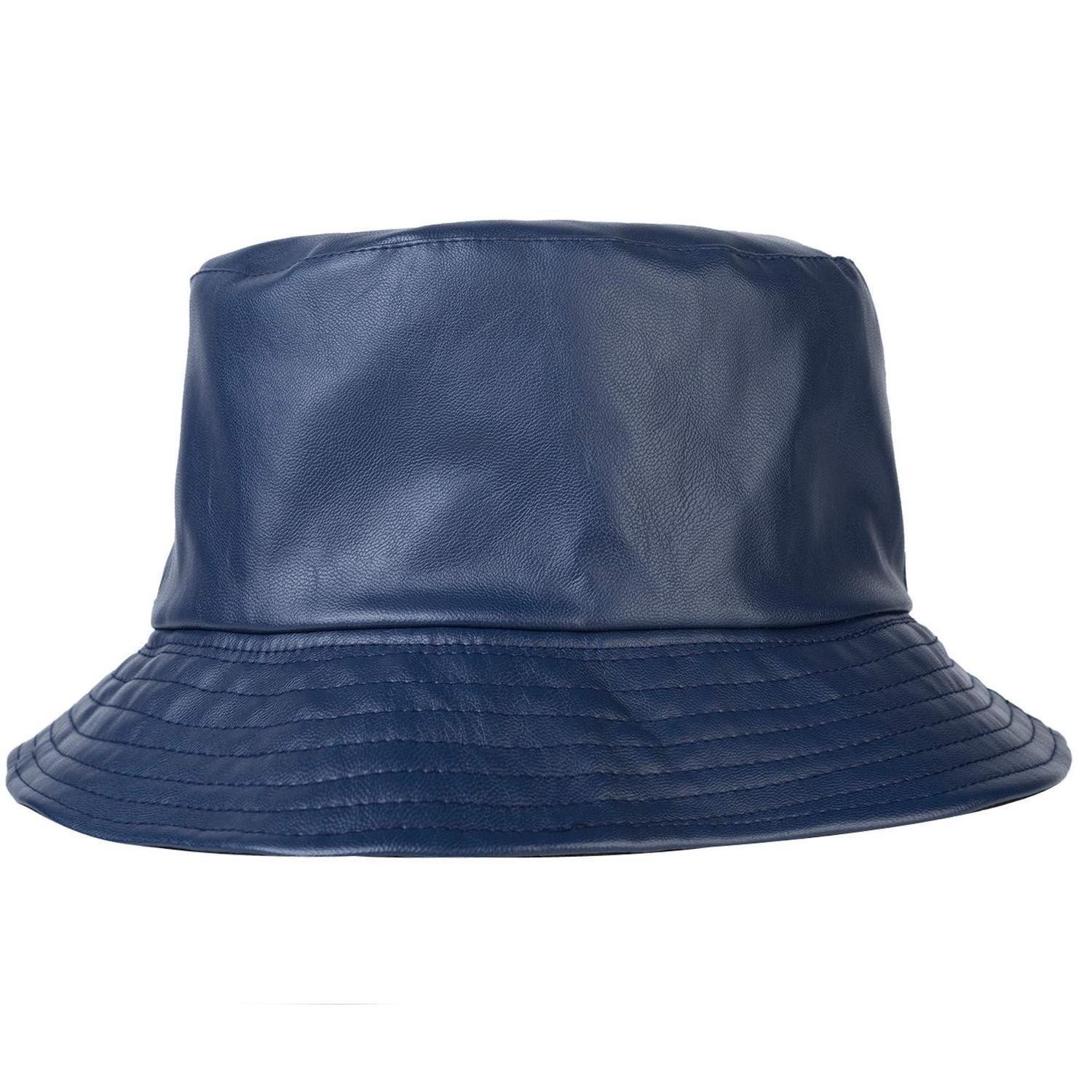 LuxusKollektion Regenhut Bucket Hat PU Leder Regenhut Wasserdicht Einheitsgröße Marineblau