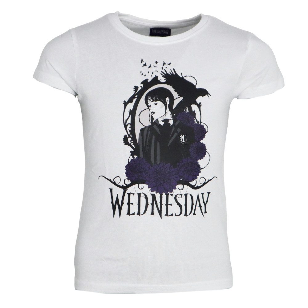 Wednesday Print-Shirt Adams Wednesday Mädchen T-Shirt kurzarm Shirt Gr. 110 bis 152, 100% Baumwolle
