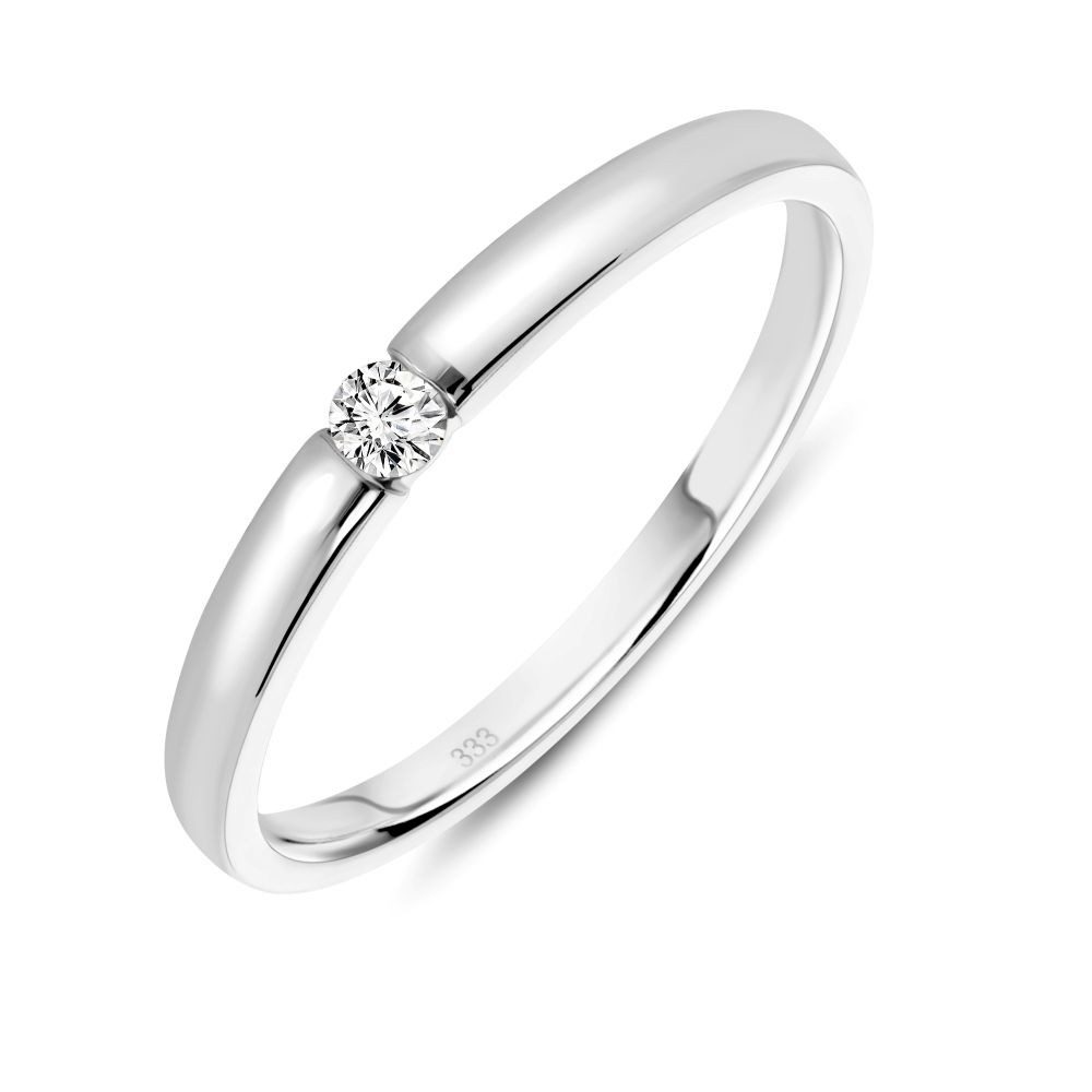 Miore Diamantring M3003R aus 8 Karat 333 Weißgold in den Größen 50-60, mit 0,05 Karat Solitär Diamant