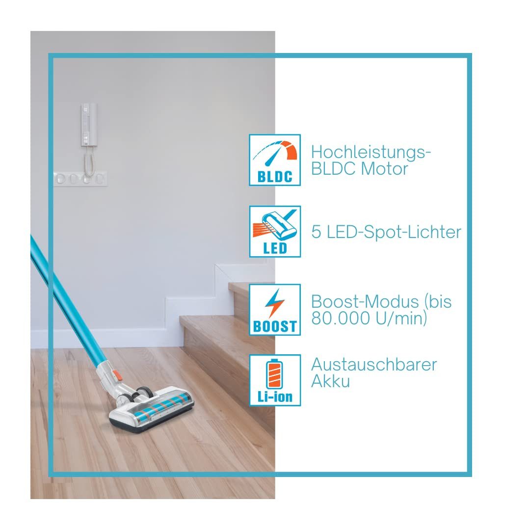 Genius Akku-Bodenstaubsauger Genius Invictus X7 Akku-Staubsauger (13 Teile), beutellos, 380,00 W, beutellos, beutelloser, kabelloser 2in1 Staubsauger