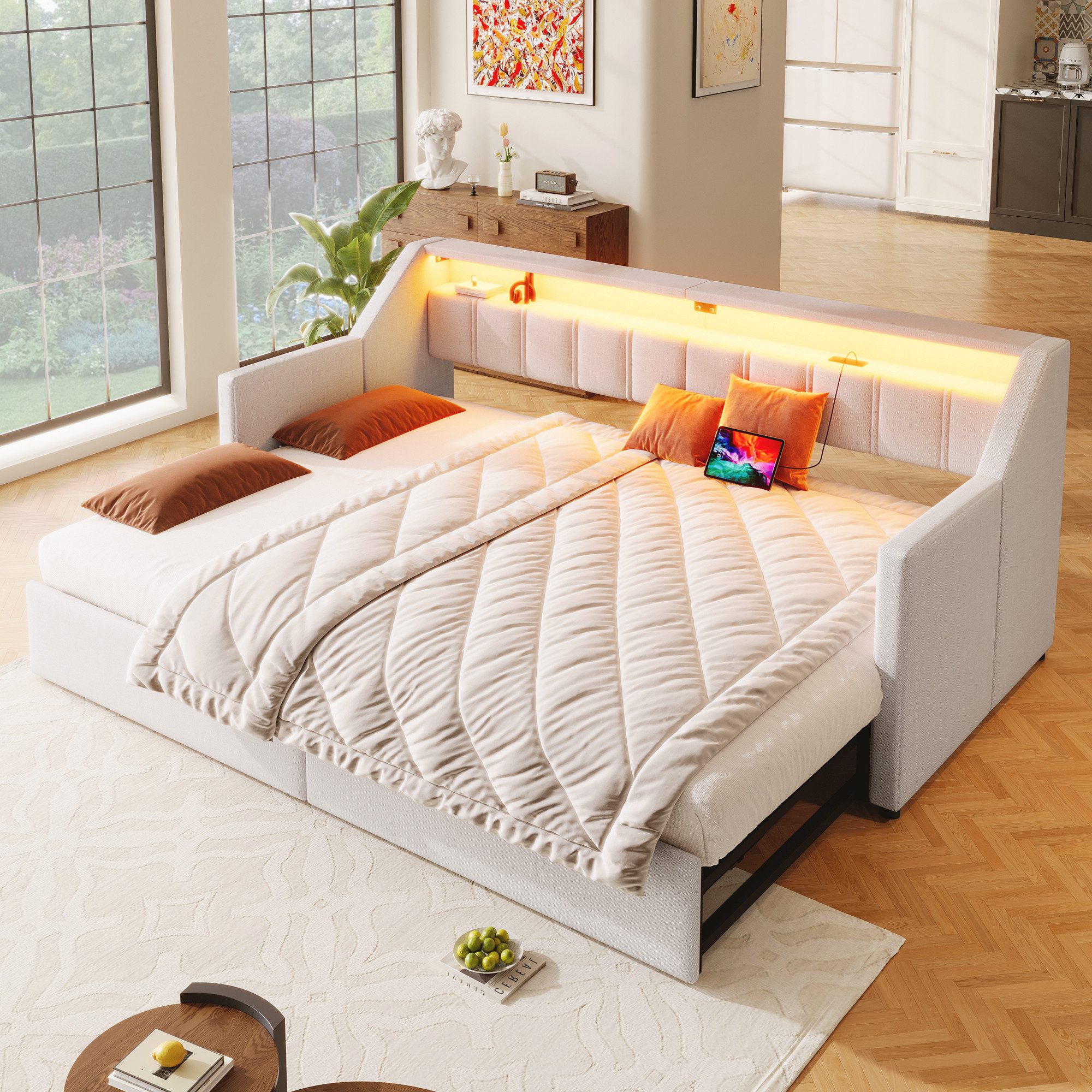 Odikalo Ausziehbett Schlafsofa Polsterbett Daybett USB günstig online kaufen