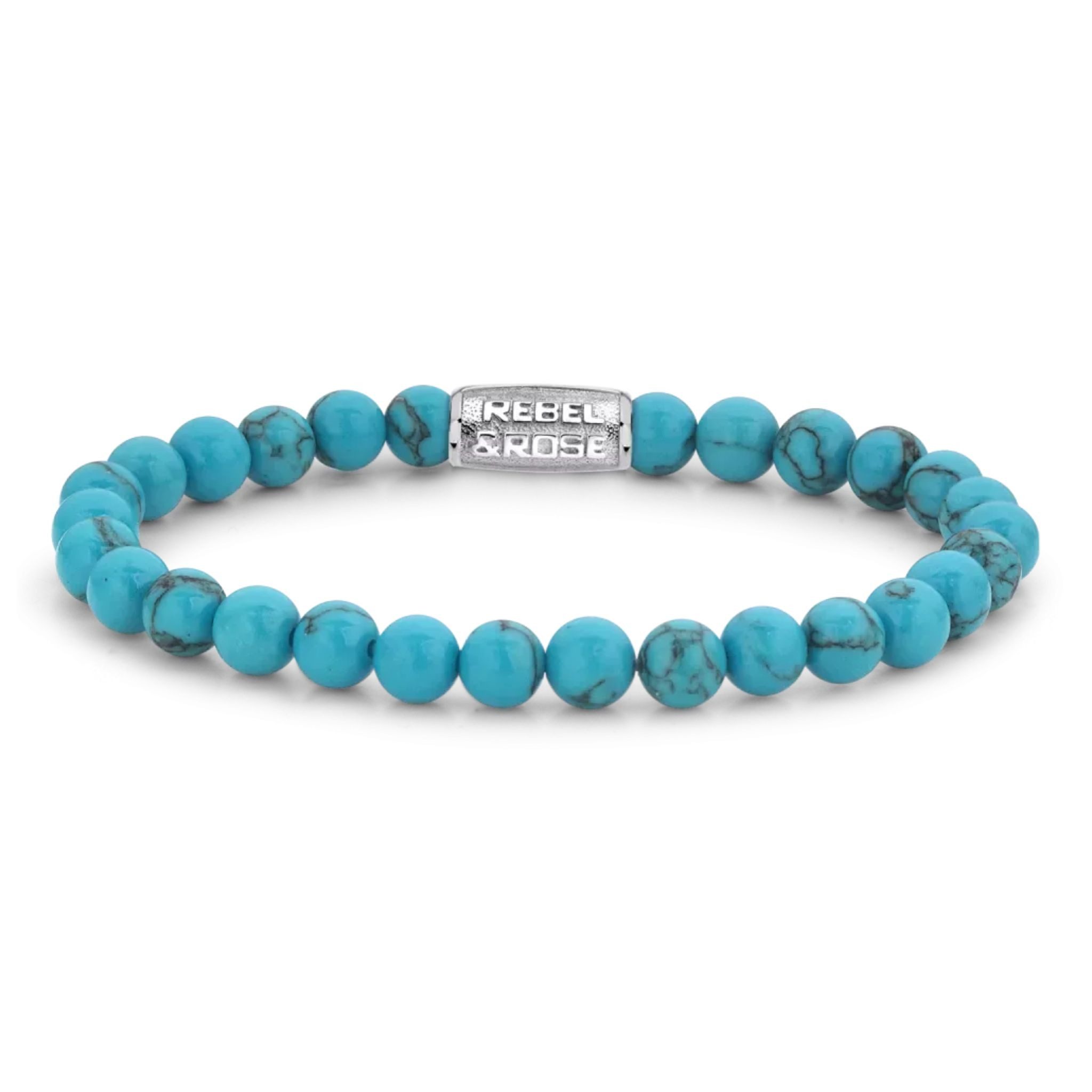Rebel & Rose Armband Armband aus 6mm Turqurenit-Edelsteinen mit Edelstahlverschluss