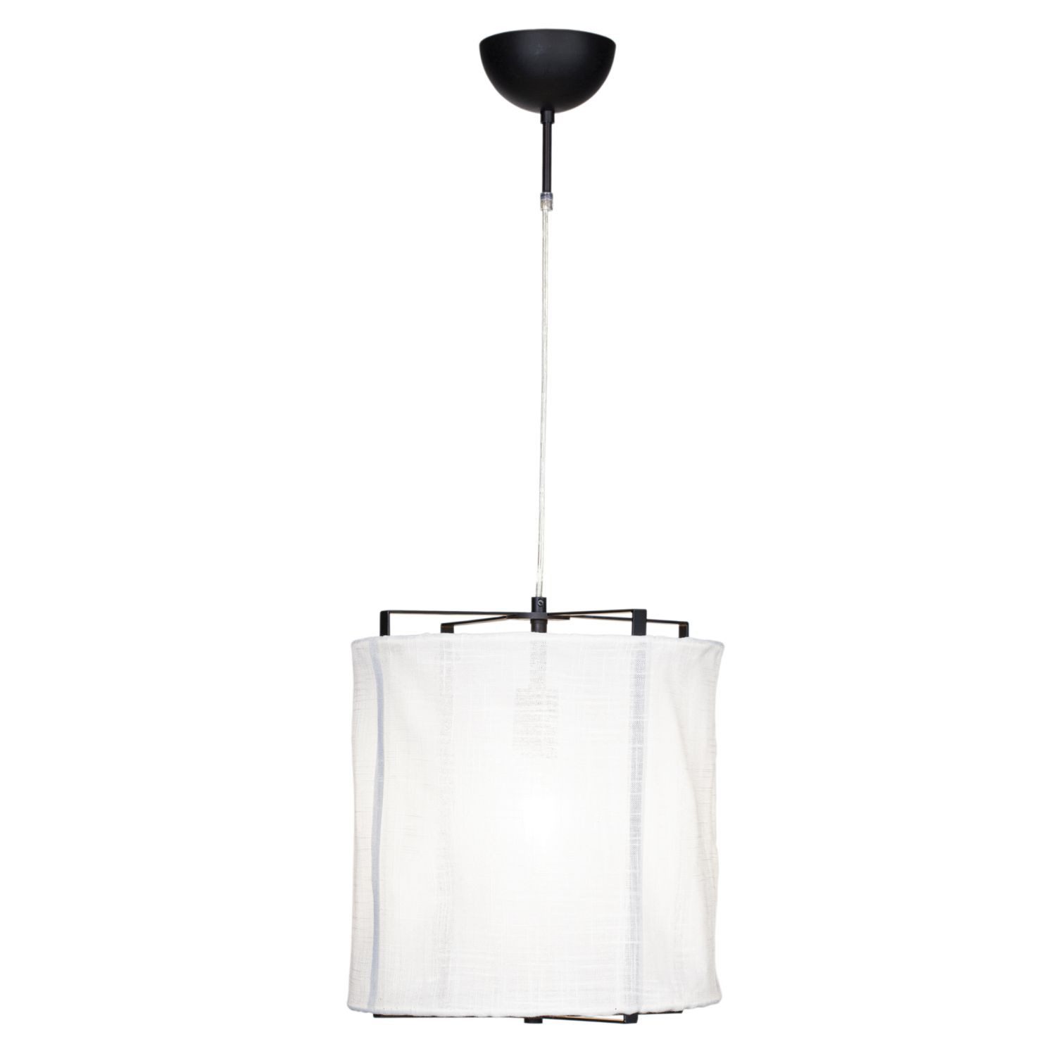 Licht-Erlebnisse Pendelleuchte OSKAR, ohne Leuchtmittel, Stoff Metall B: 35 cm H: max. 120 cm verstellbar Schwarz Weiß E27