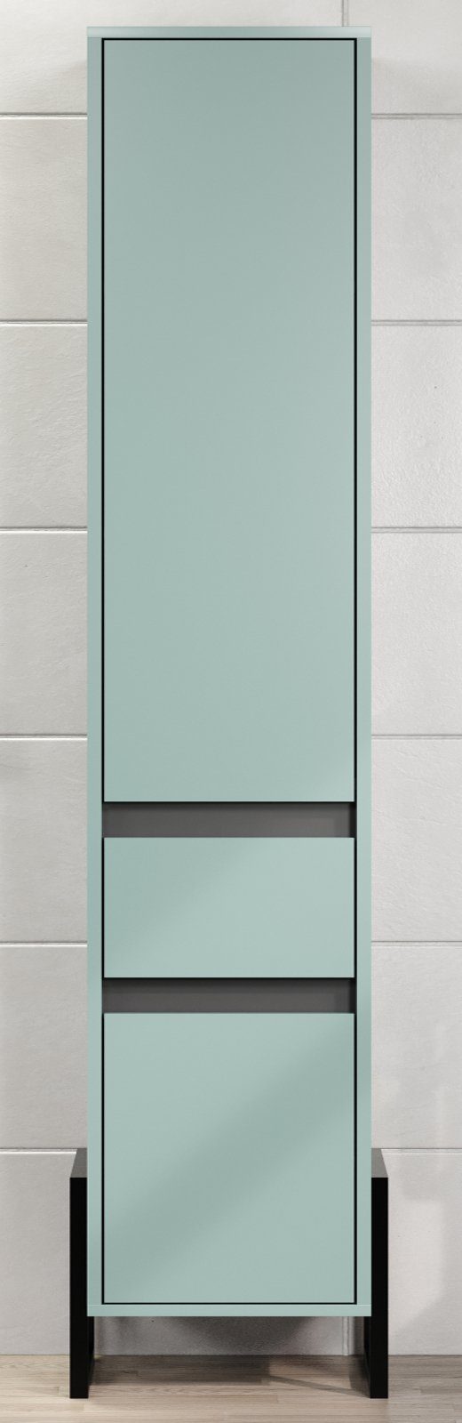 trendteam Hochschrank Matix (Badschrank in Dusk Blue mit Anthrazit, 36 x 40  cm) Industrial Design