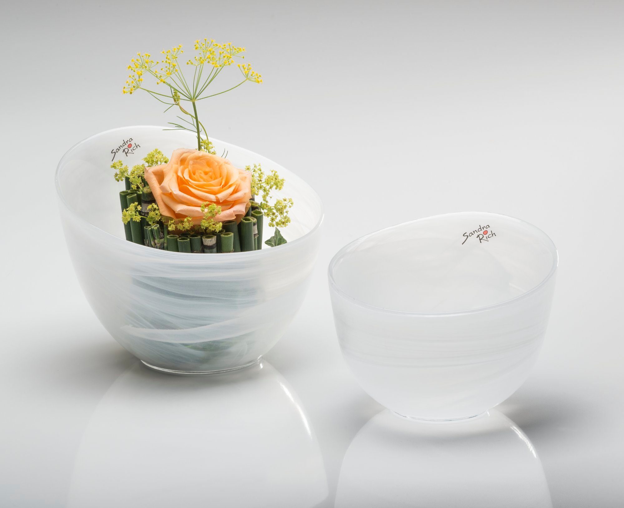 Sandra Rich Dekoschale Glasschale Alabaster von Sandra Rich rund weiß