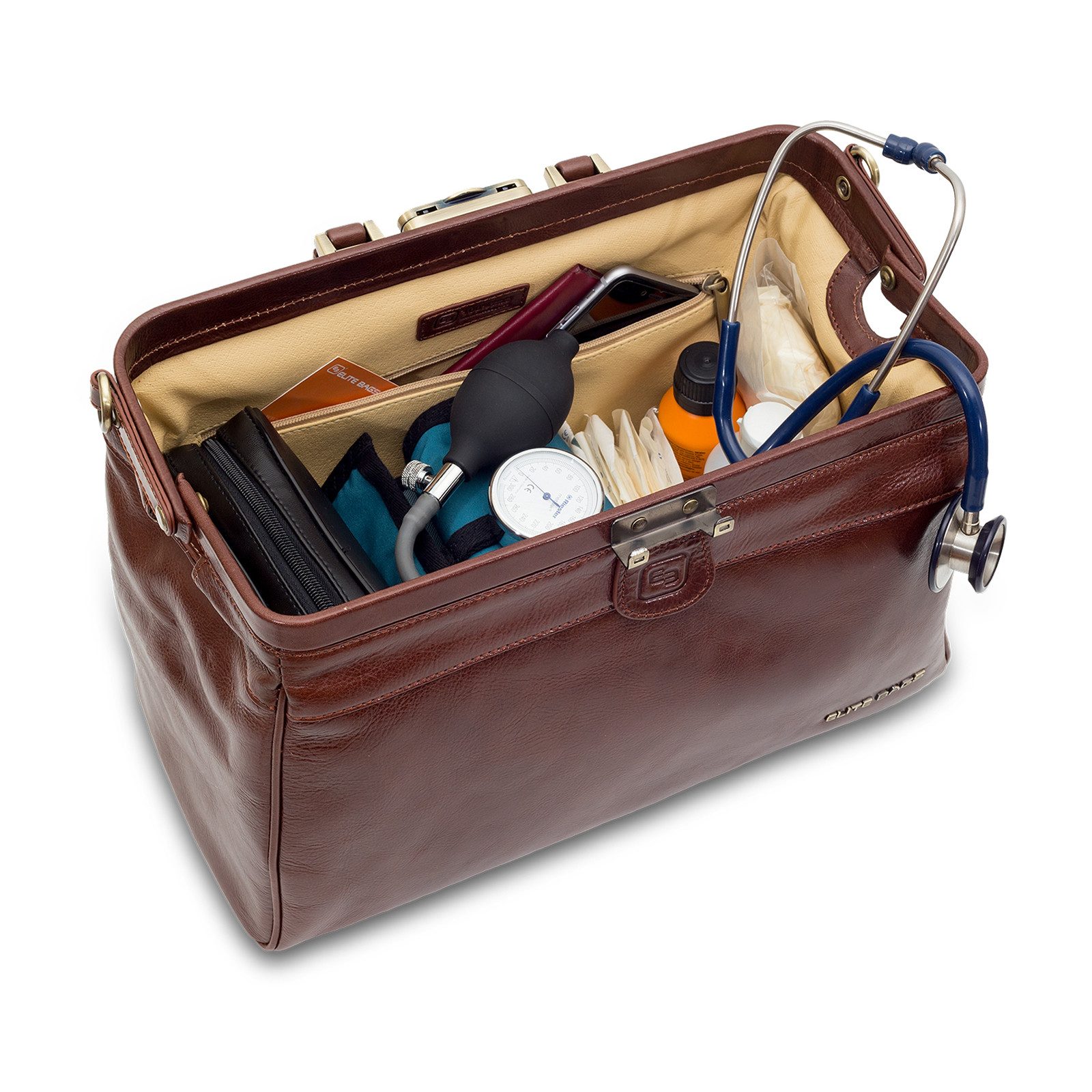 Elite Bags Arzttasche Elite Bags CLASSY deluxe Arzttasche Braun Leder 36 x 21 x 20 cm