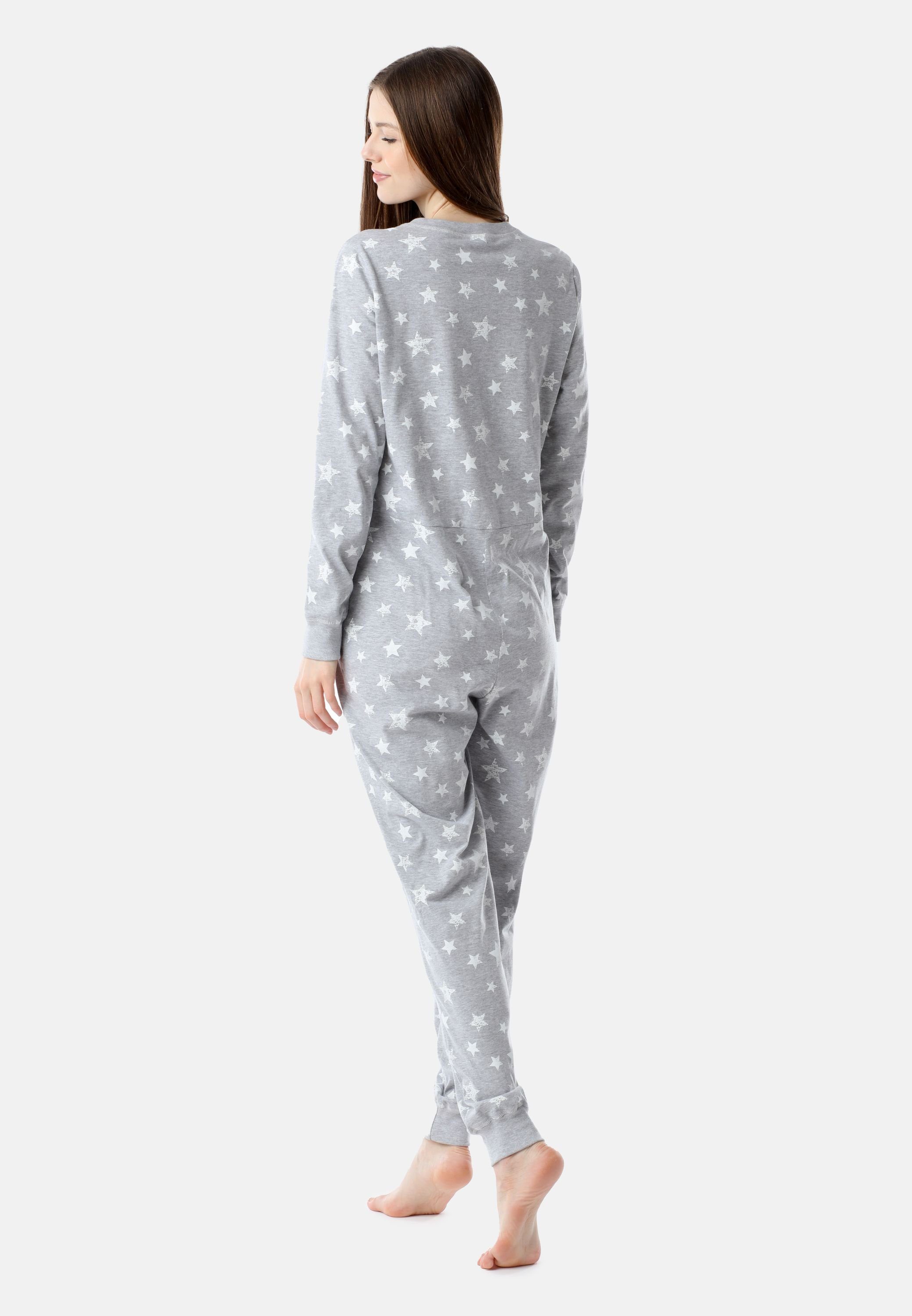 Bellivalini Schlafanzug Melange/Ecru Schlafoverall Sterne Damen Pyjama BLV50-206