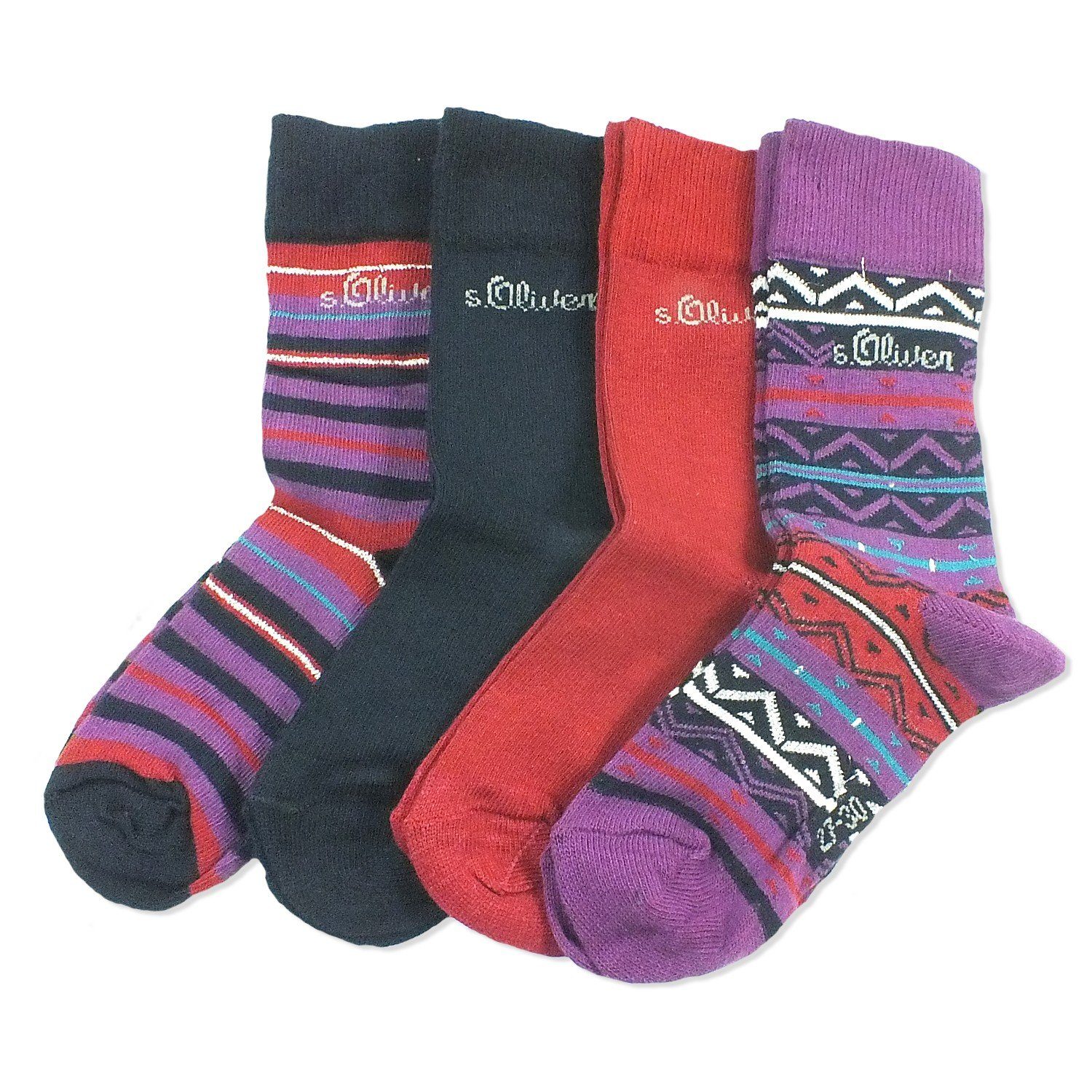 s.Oliver Langsocken S20307 (Set, 4-Paar, 4 Paar) Kinder Socken, Jungen & Mädchen mit Baumwolle, Kindersocken | Socken