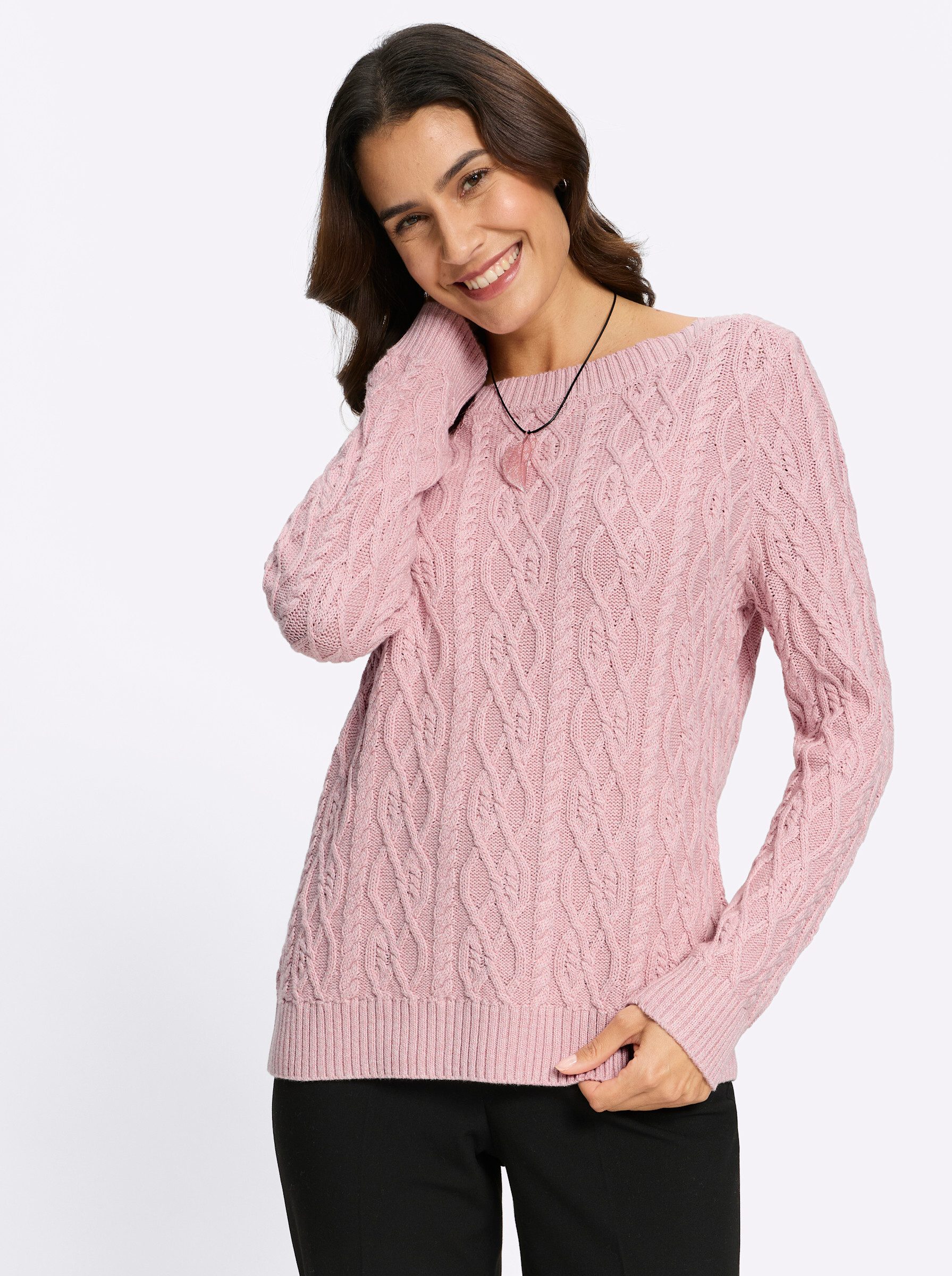 Strickpullover Strickpullover Langarm Zopfmuster