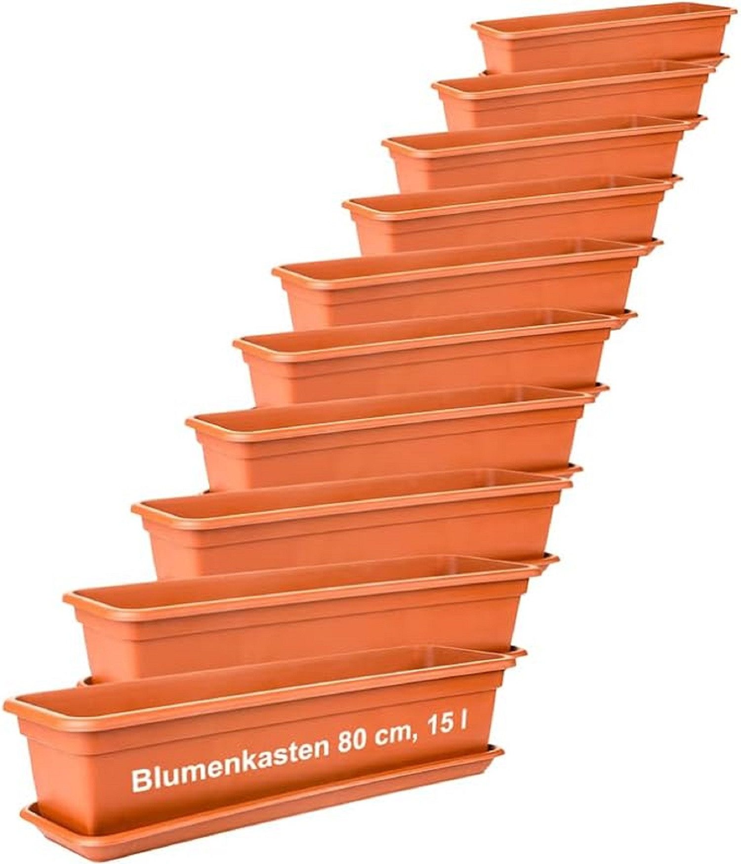 SUSTANIA Blumenkasten Balkonkästen mit Untersetzern (10er günstig online kaufen