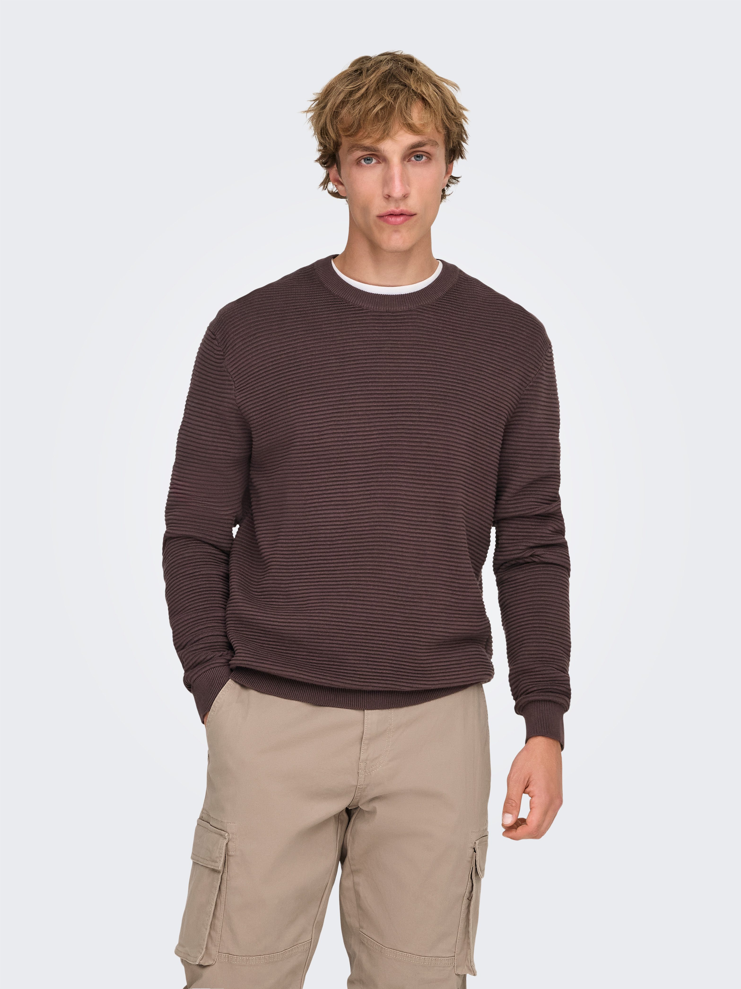 ONLY & SONS Rundhalspullover ONSRON REG LS CREW NECK KNIT NOOS Baumwolle, r günstig online kaufen