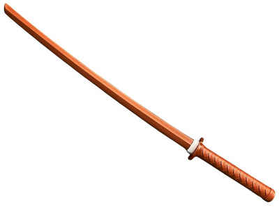 BAY-Sports Holzschwert Junior Bokken Katana Kunst Eiche TPR rot Trainingsschwert Aikido (82 cm, 1 Stück inkl. Tsuba), Attrappe Training Samuraischwert Schwert Samurai aus Kunststoff