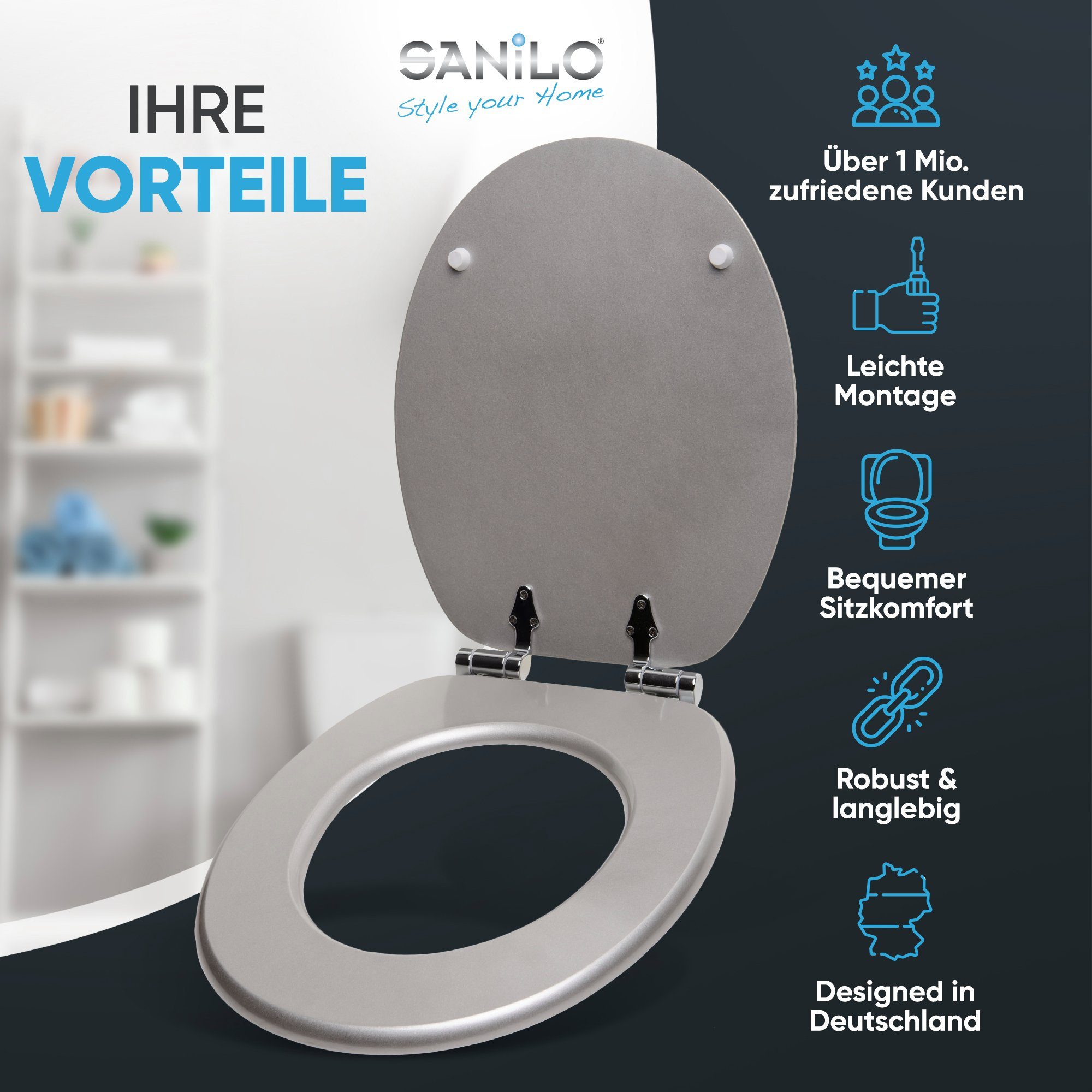 Sanilo WC-Sitz Glitzer Silber, mit Absenkautomatik, hochwertig & modern, un günstig online kaufen
